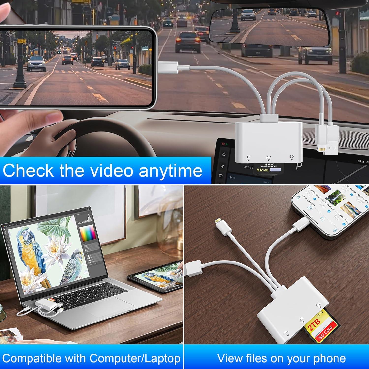 Lector de Tarjetas 3-en-1 Ardaddyn con Lightning, USB-C y USB-A