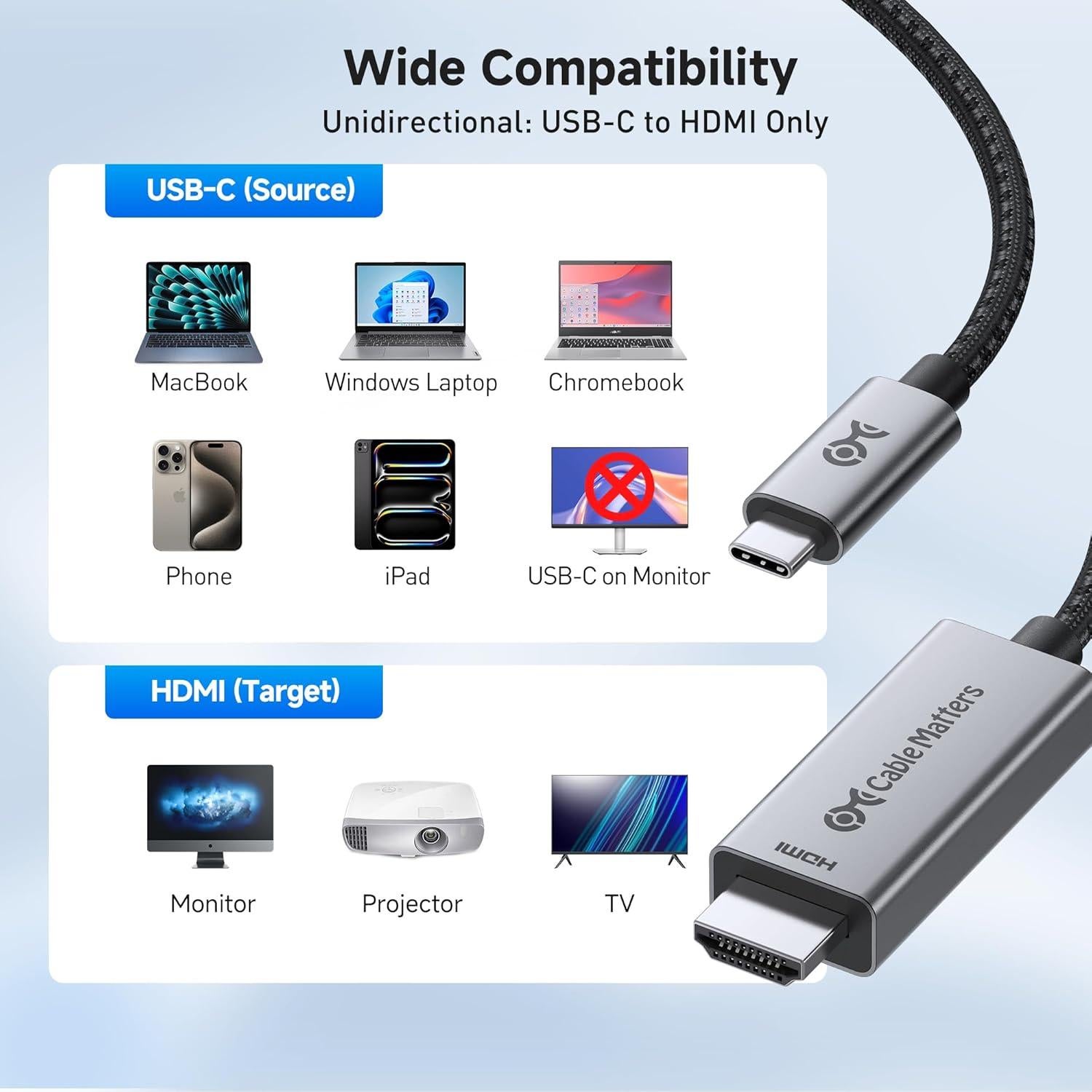 Cable USB-C a HDMI 2.1 Cable Matters 1.83m 8K 60Hz 4K 240Hz