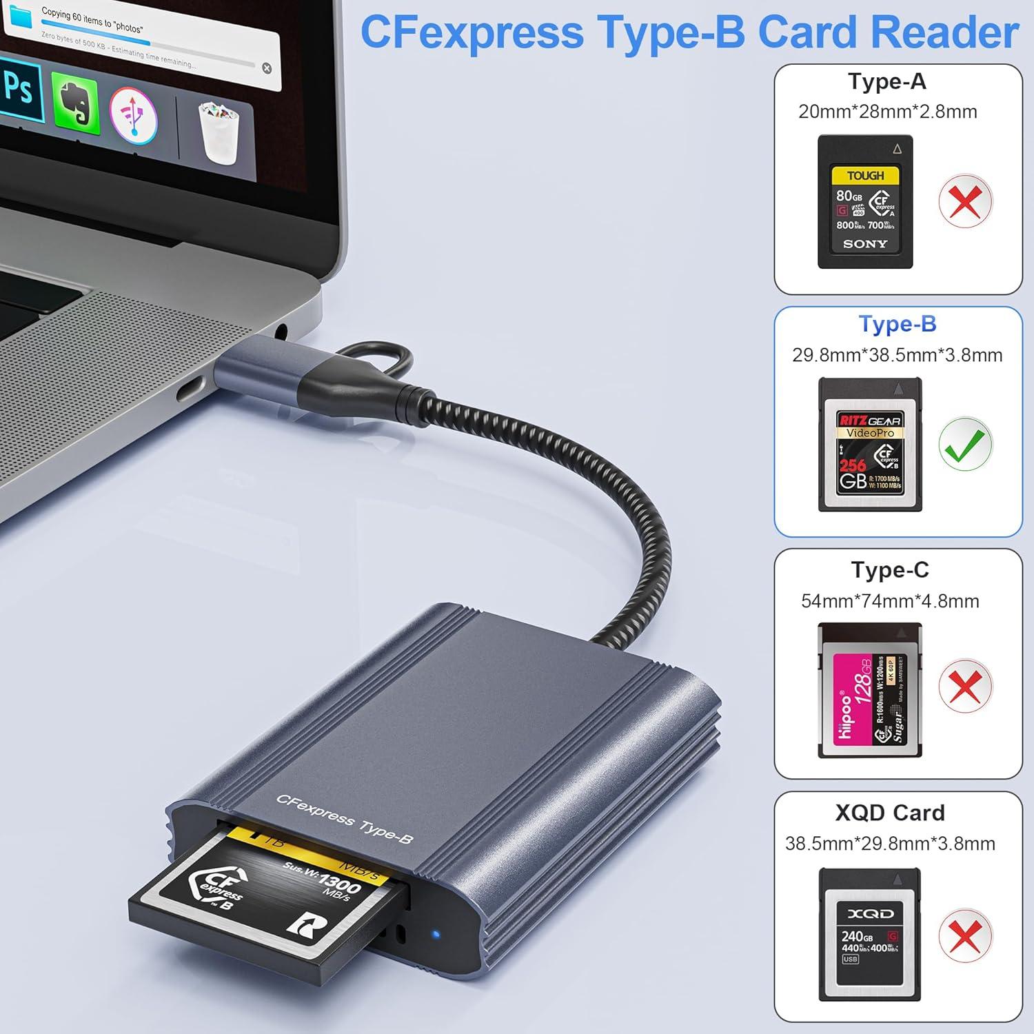 Lector de tarjetas CFexpress Tipo B Bawanfa Plus USB 3.2 10Gbps