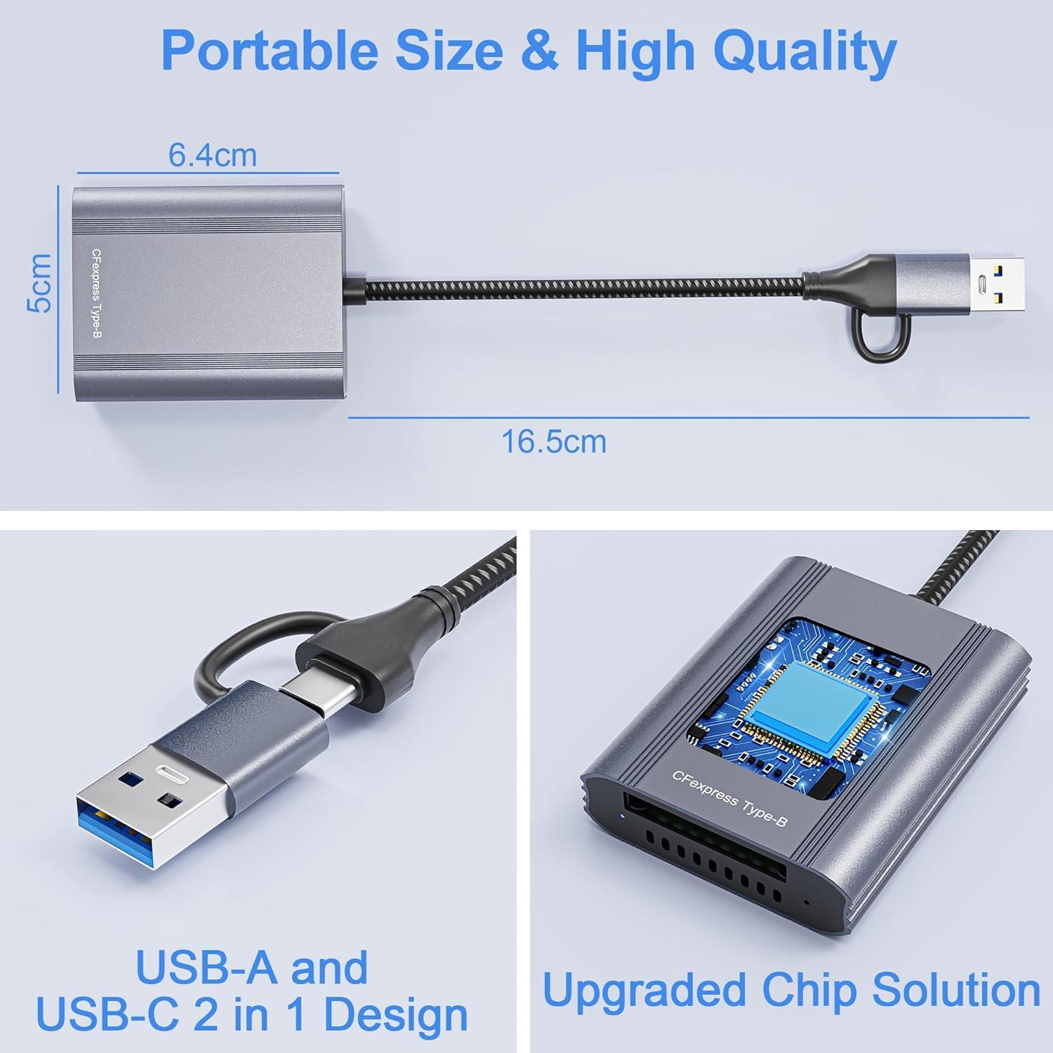 Lector de tarjetas CFexpress Tipo B Bawanfa Plus USB 3.2 10Gbps