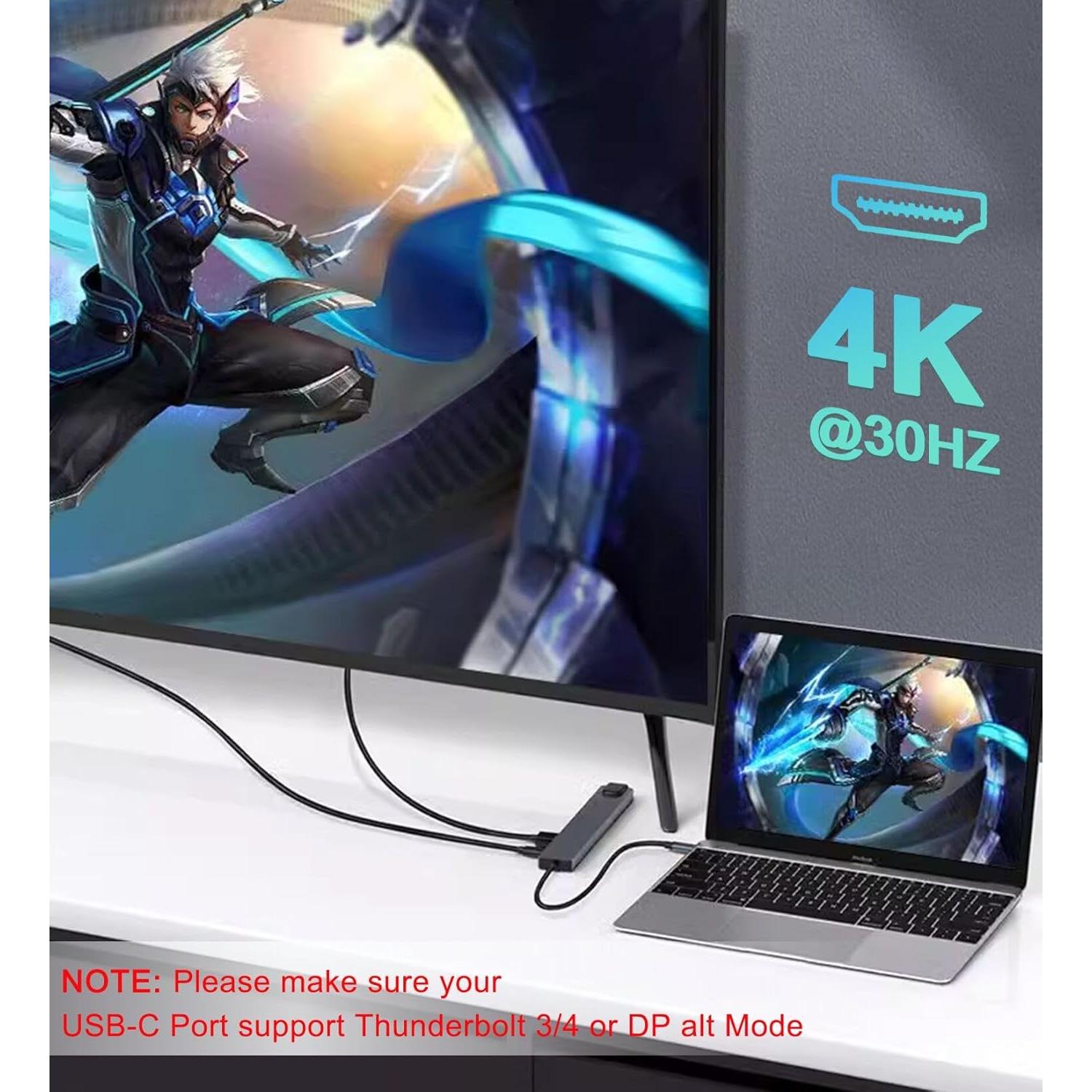 Adaptador USB C Hub 10 en 1 ukiism con HDMI 4K y Ethernet