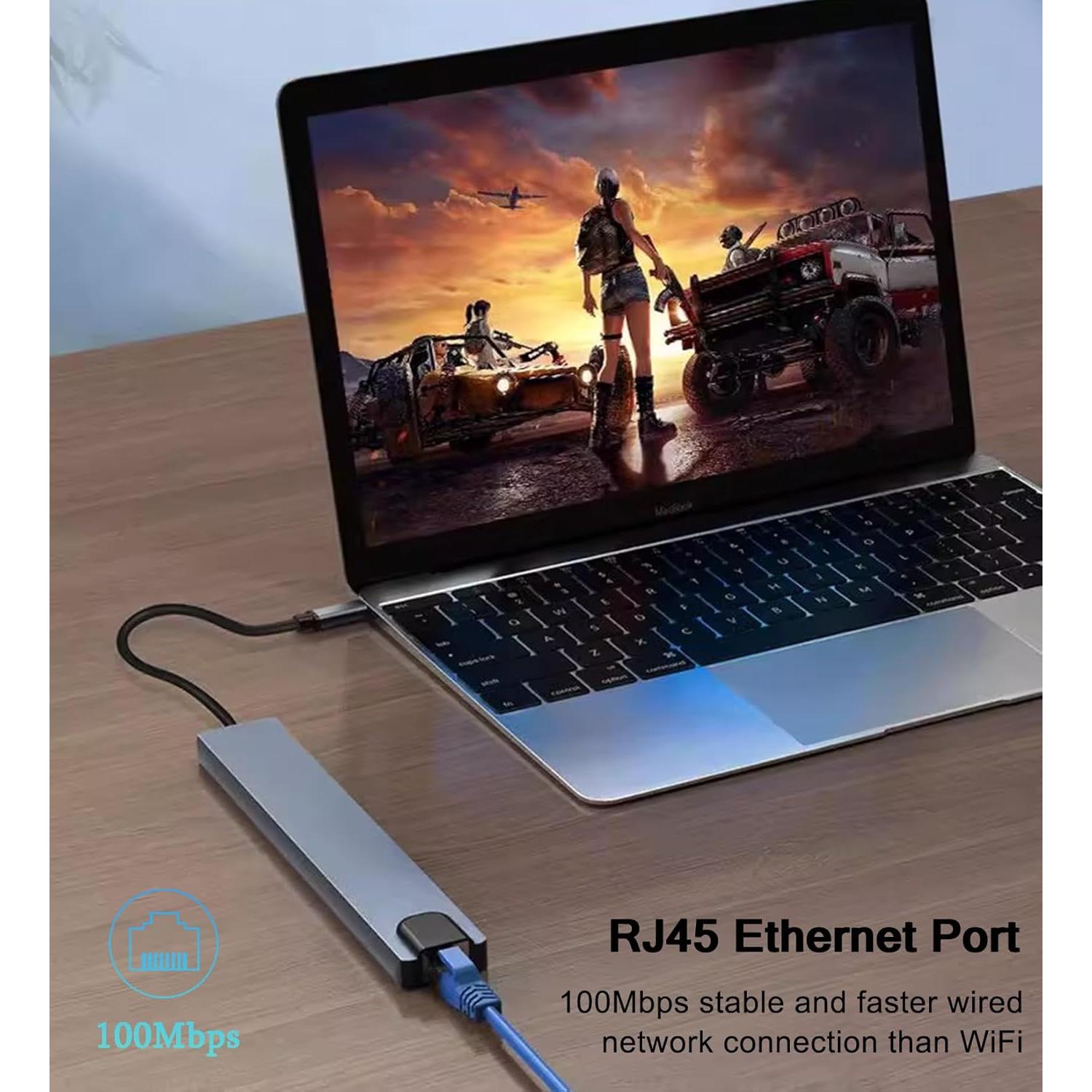 Adaptador USB C Hub 10 en 1 ukiism con HDMI 4K y Ethernet