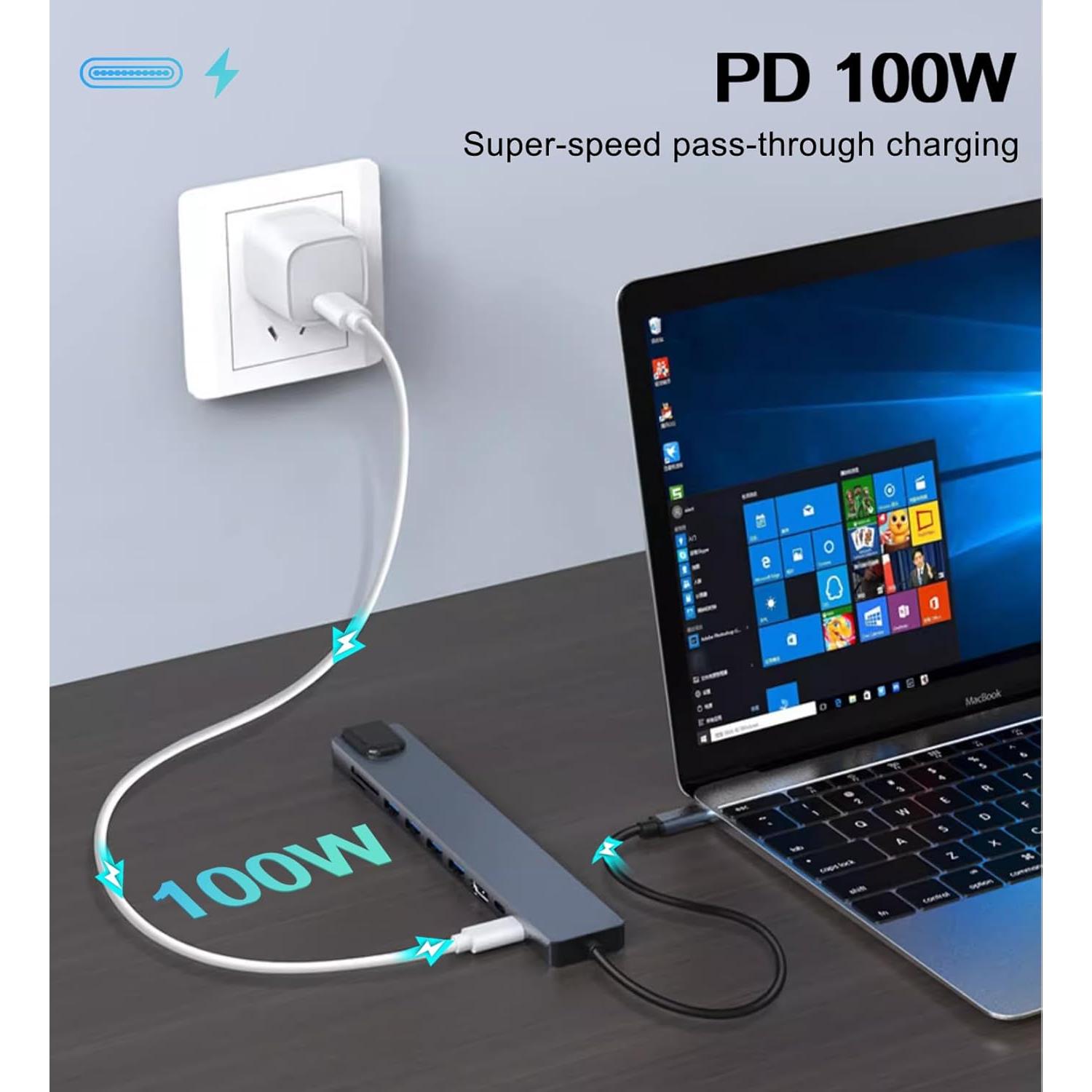 Adaptador USB C Hub 10 en 1 ukiism con HDMI 4K y Ethernet