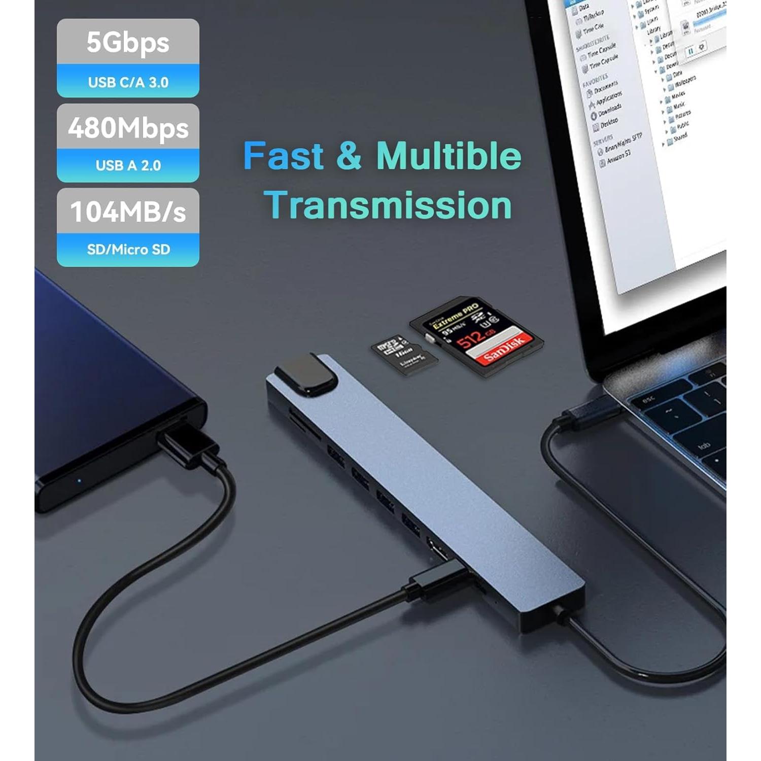 Adaptador USB C Hub 10 en 1 ukiism con HDMI 4K y Ethernet