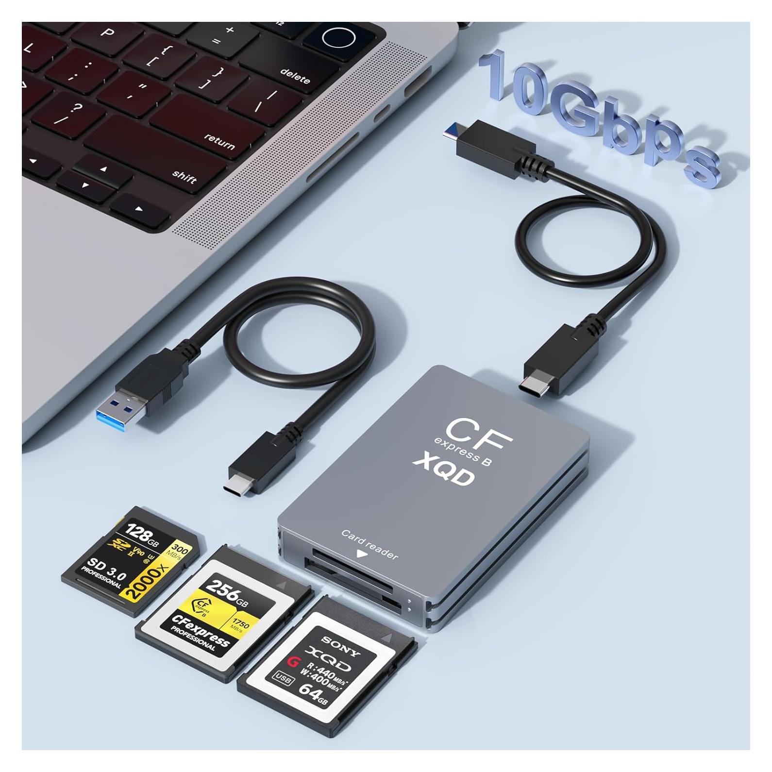 Lector de tarjetas 3-en-1 Opluz CFexpress/XQD/SD USB 3.2