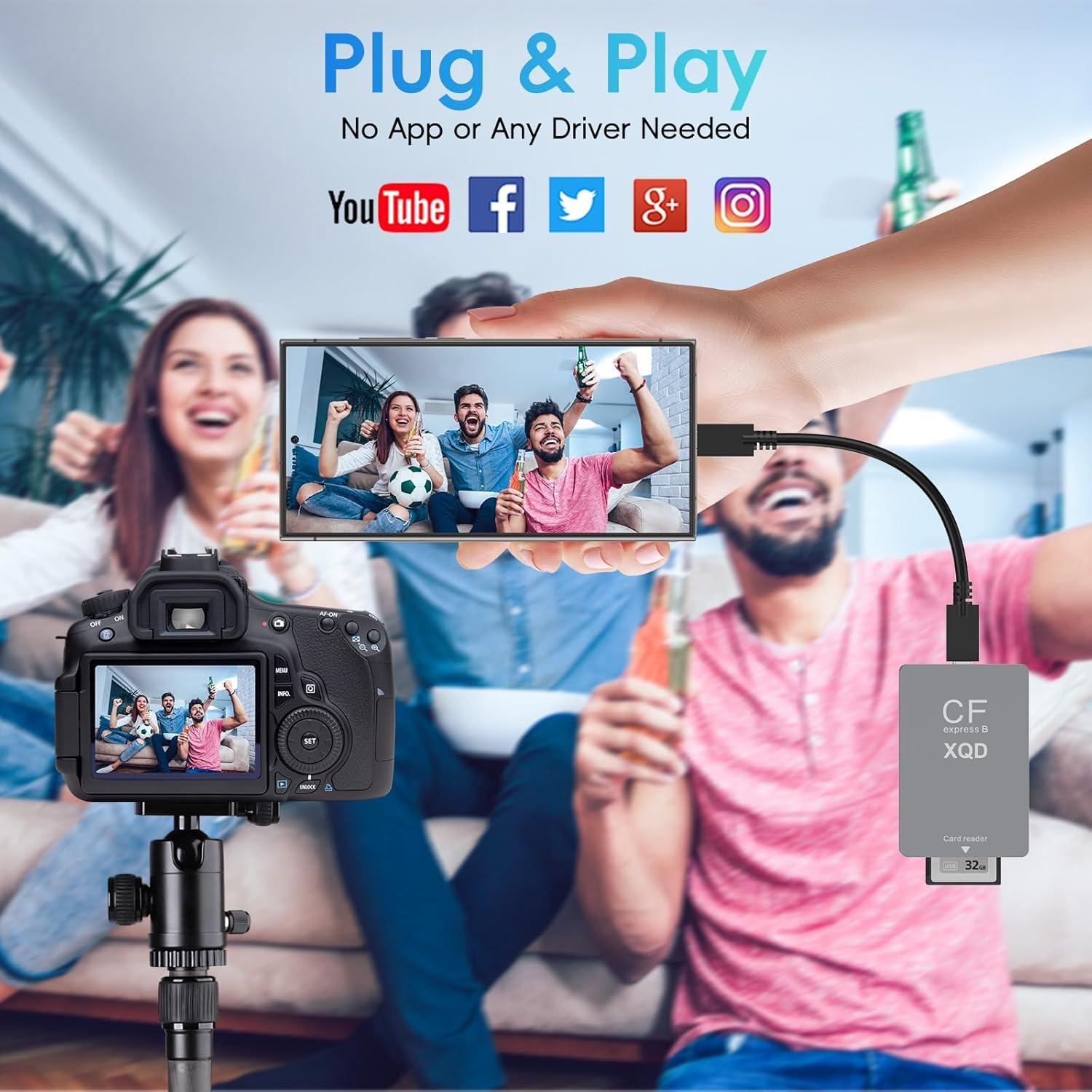 Lector de tarjetas 3-en-1 Opluz CFexpress/XQD/SD USB 3.2