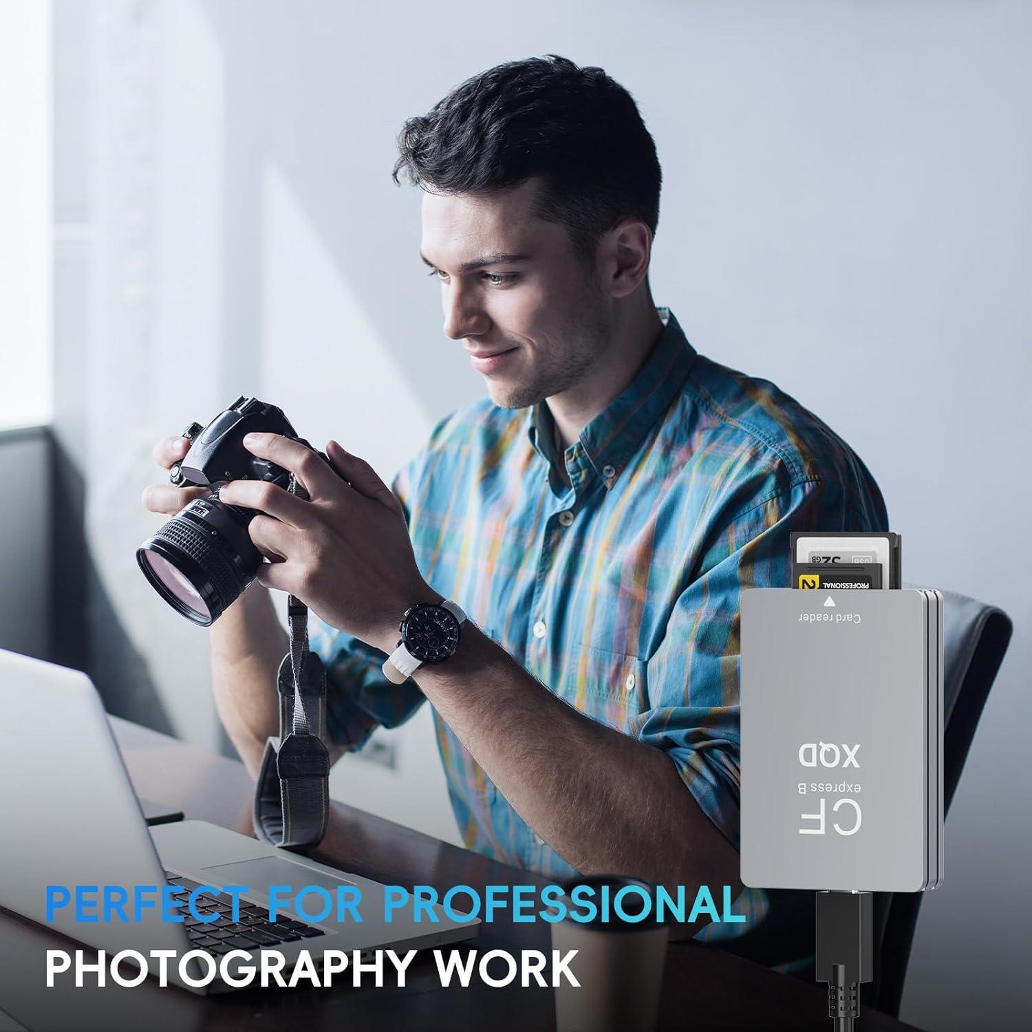 Lector de tarjetas 3-en-1 Opluz CFexpress/XQD/SD USB 3.2