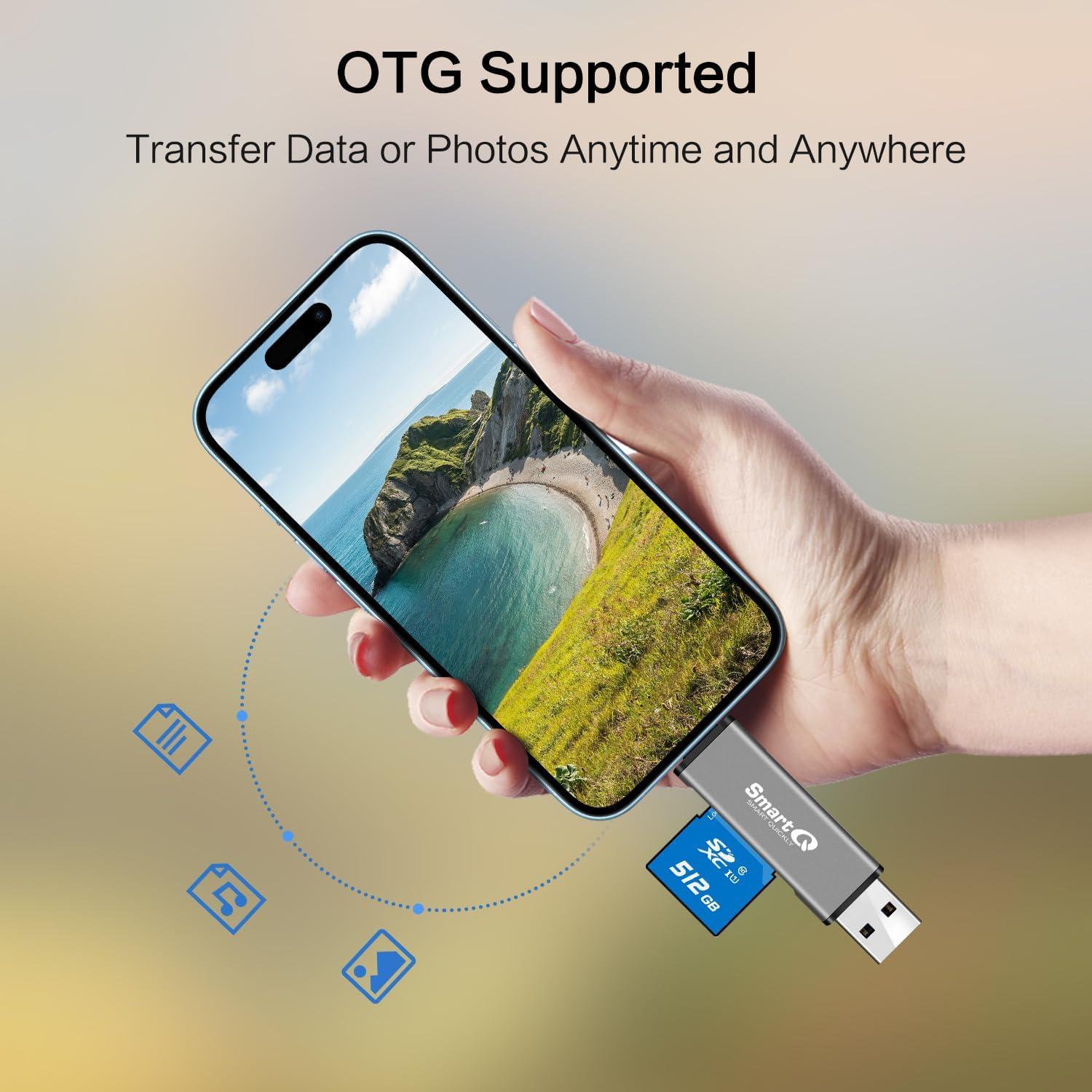 Lector de Tarjetas USB C SmartQ C350 con Adaptador USB 3.0