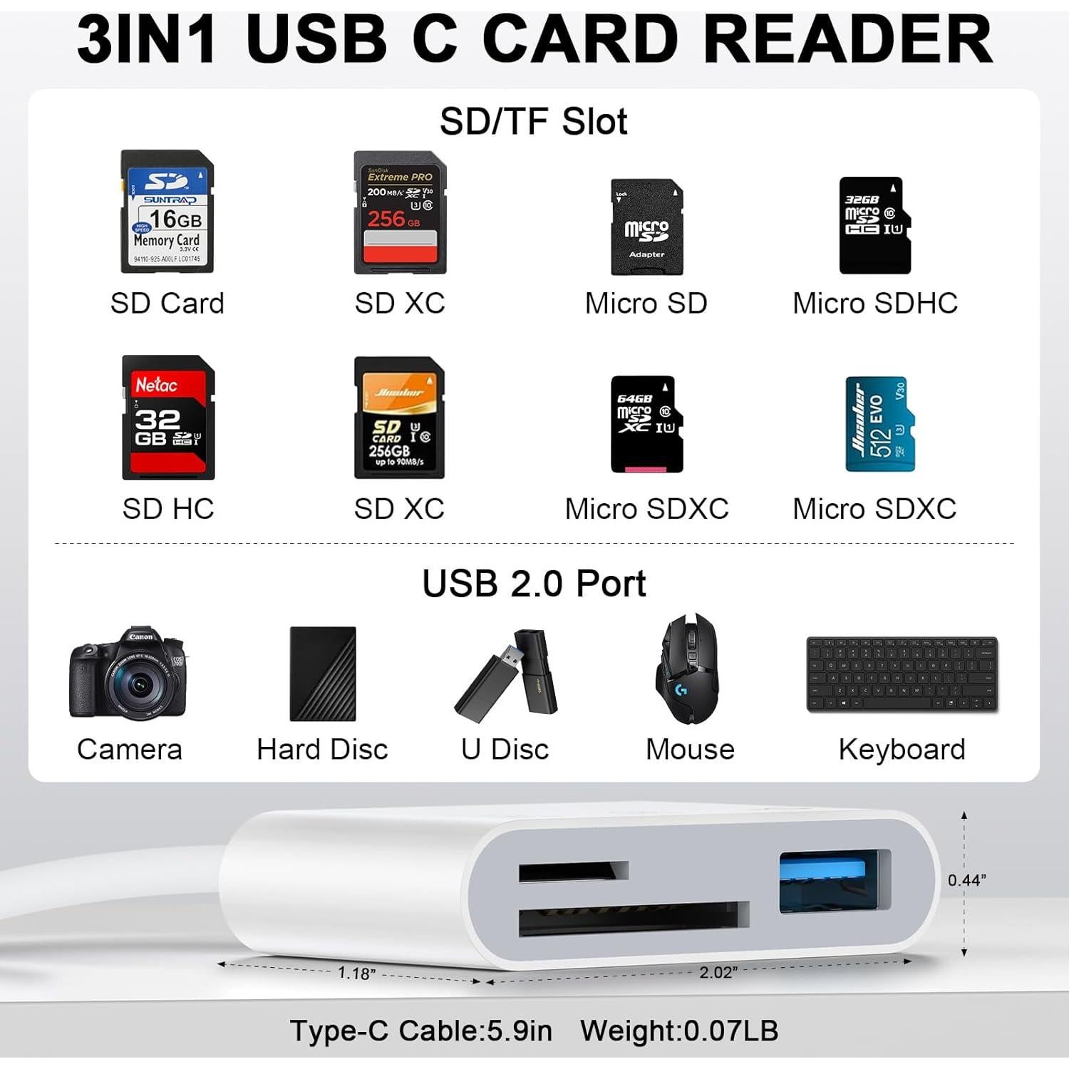 Lector de Tarjetas SD USB-C UorMe para Android y Cámara