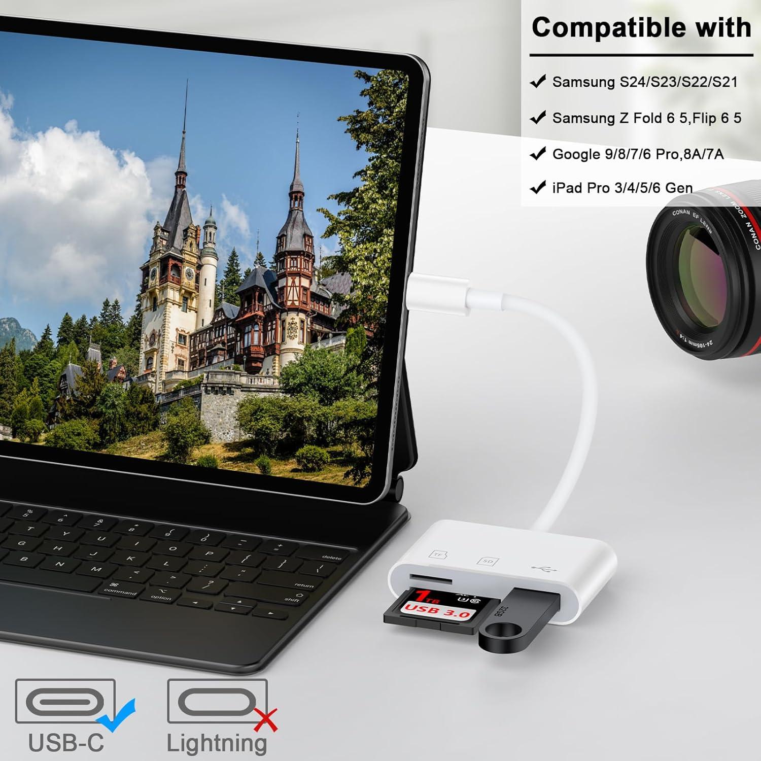 Lector de Tarjetas SD USB-C UorMe para Android y Cámara