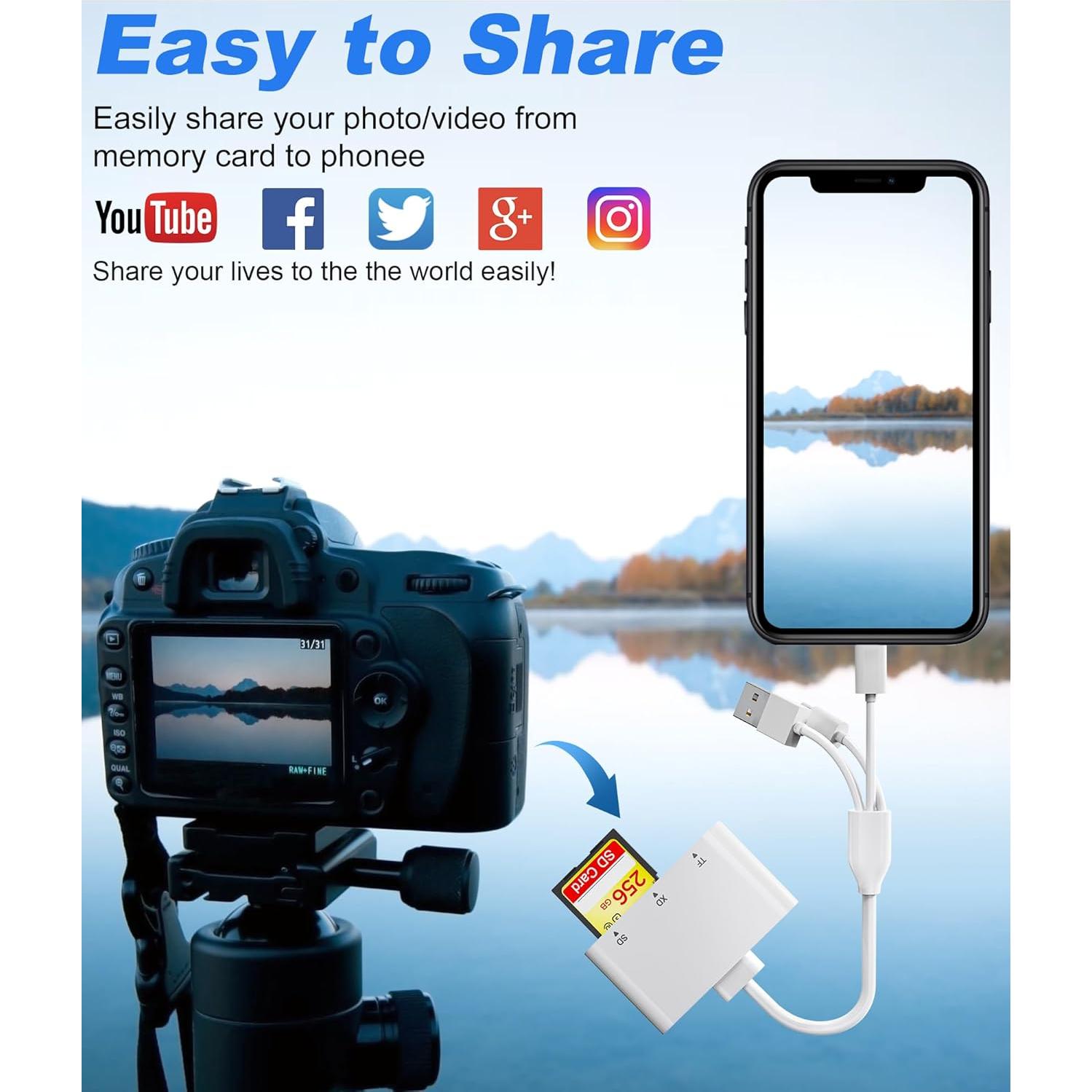 Lector de Tarjetas SD 3-en-1 Bawanfa Plus para iPhone y Android