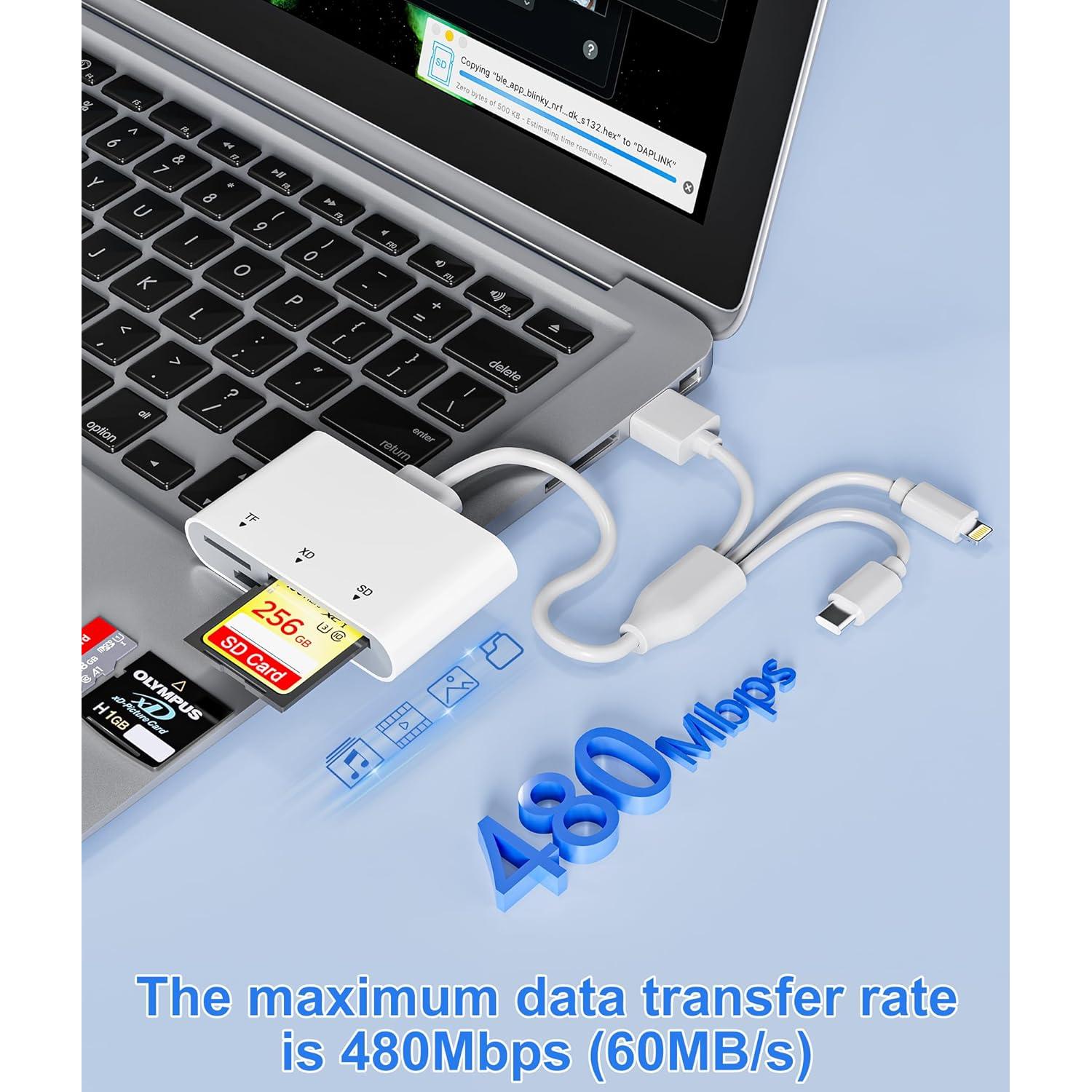 Lector de Tarjetas SD 3-en-1 Bawanfa Plus para iPhone y Android
