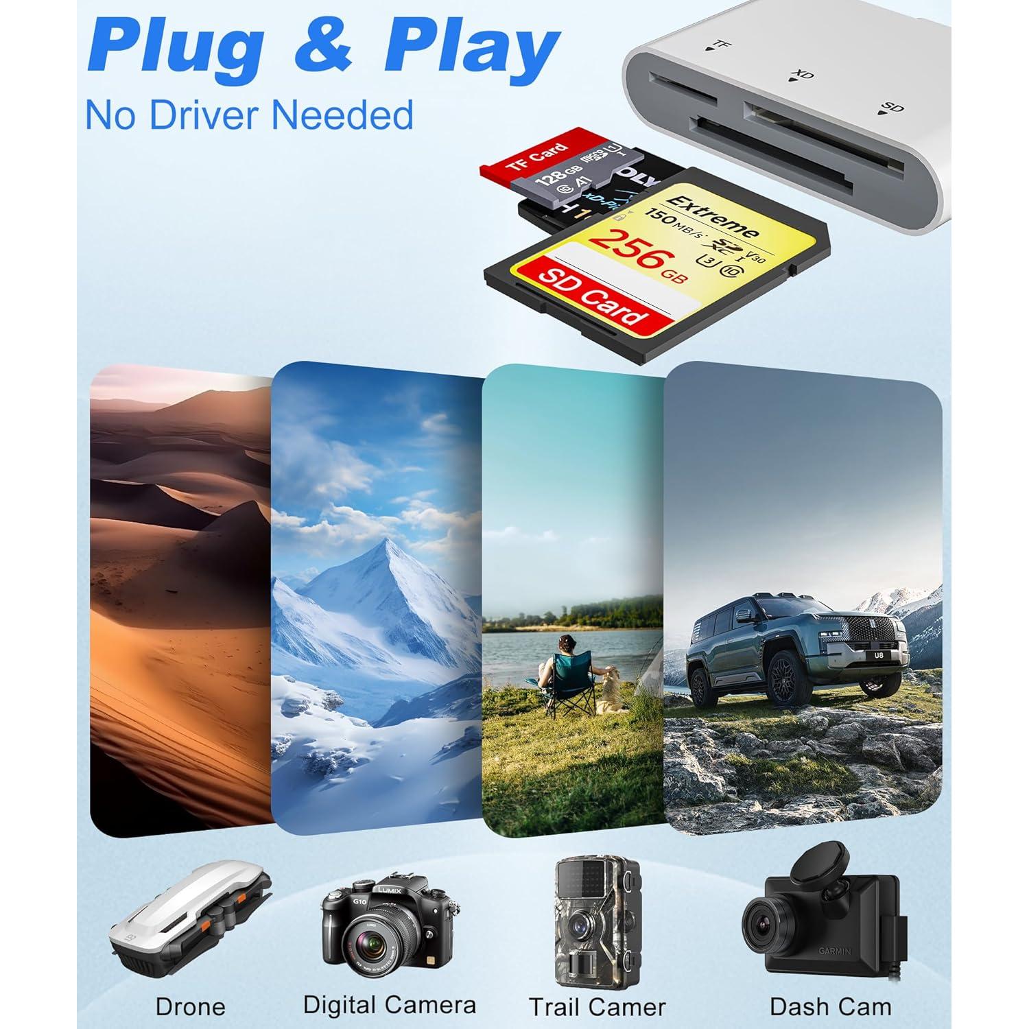 Lector de Tarjetas SD 3-en-1 Bawanfa Plus para iPhone y Android