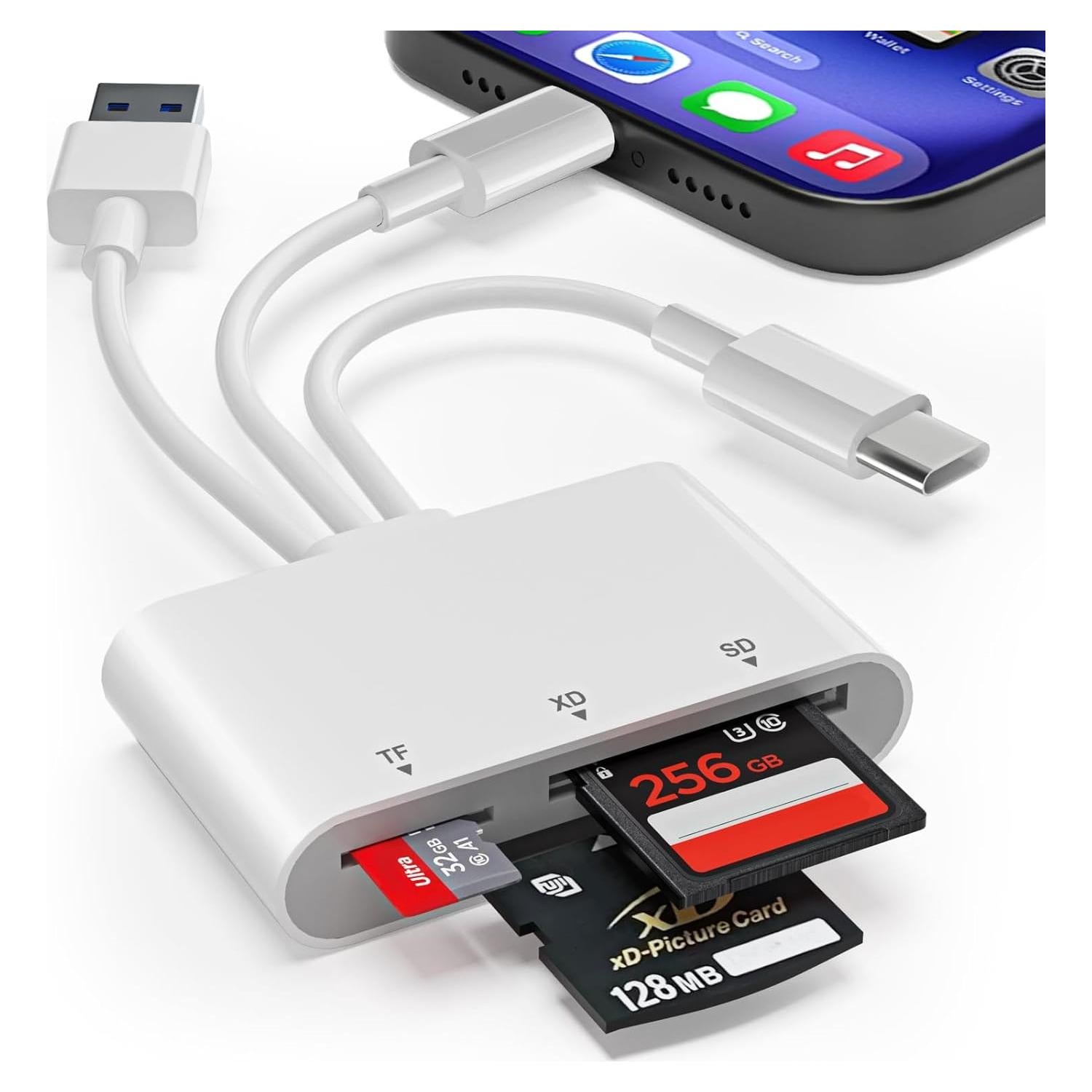 Lector de Tarjetas SD XD Lymfora 3 en 1 Lightning USB-C