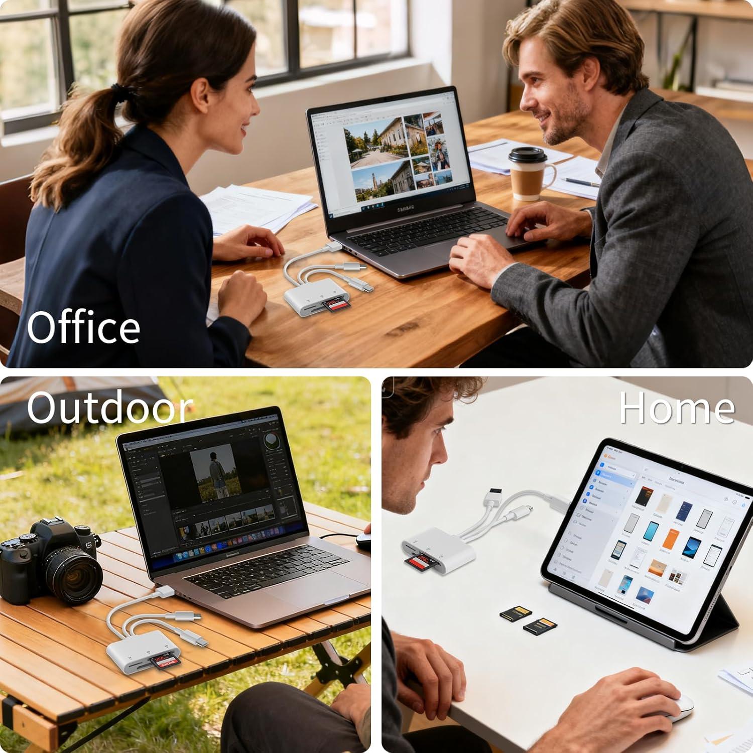 Lector de Tarjetas SD XD Lymfora 3 en 1 Lightning USB-C