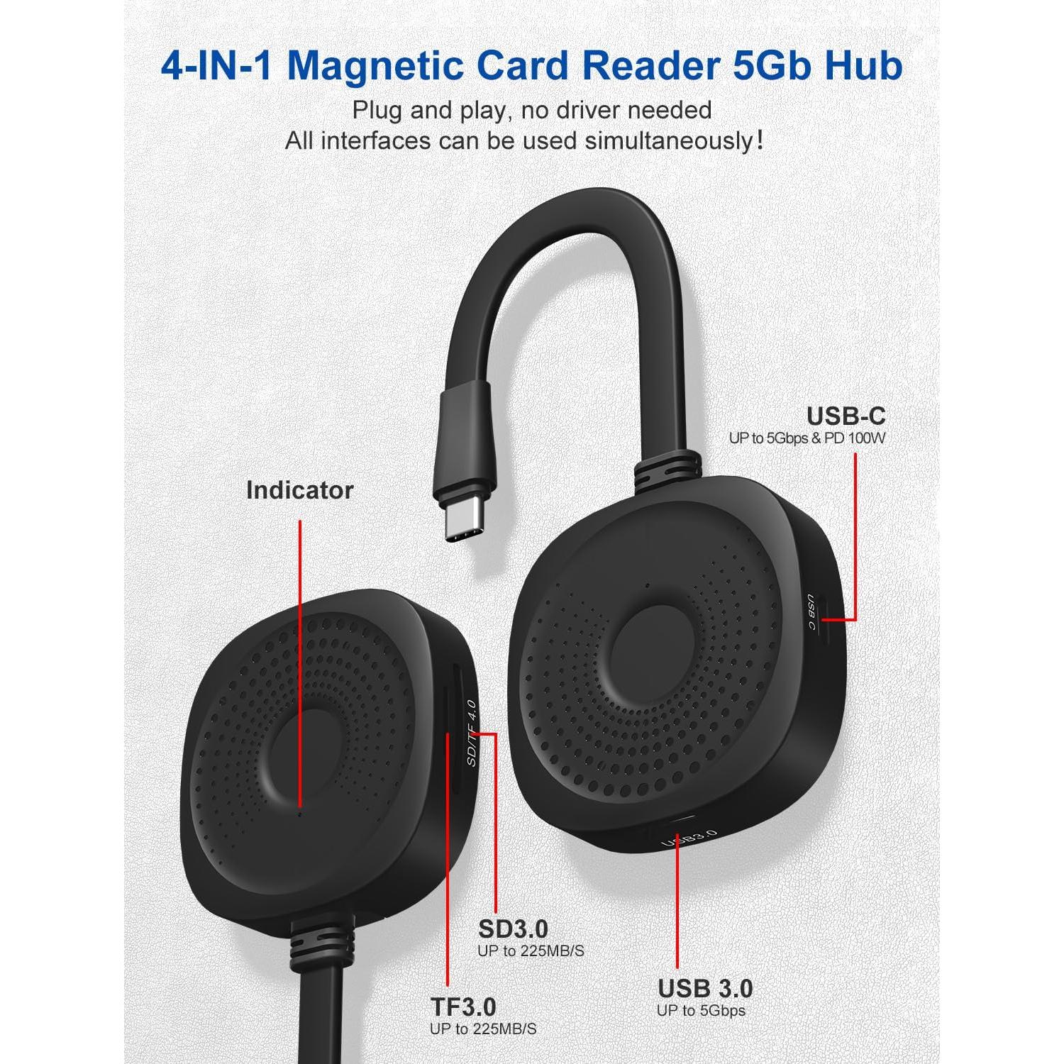 Lector de Tarjetas USB C Bawanfa Plus 4 en 1 SD MicroSD 100W