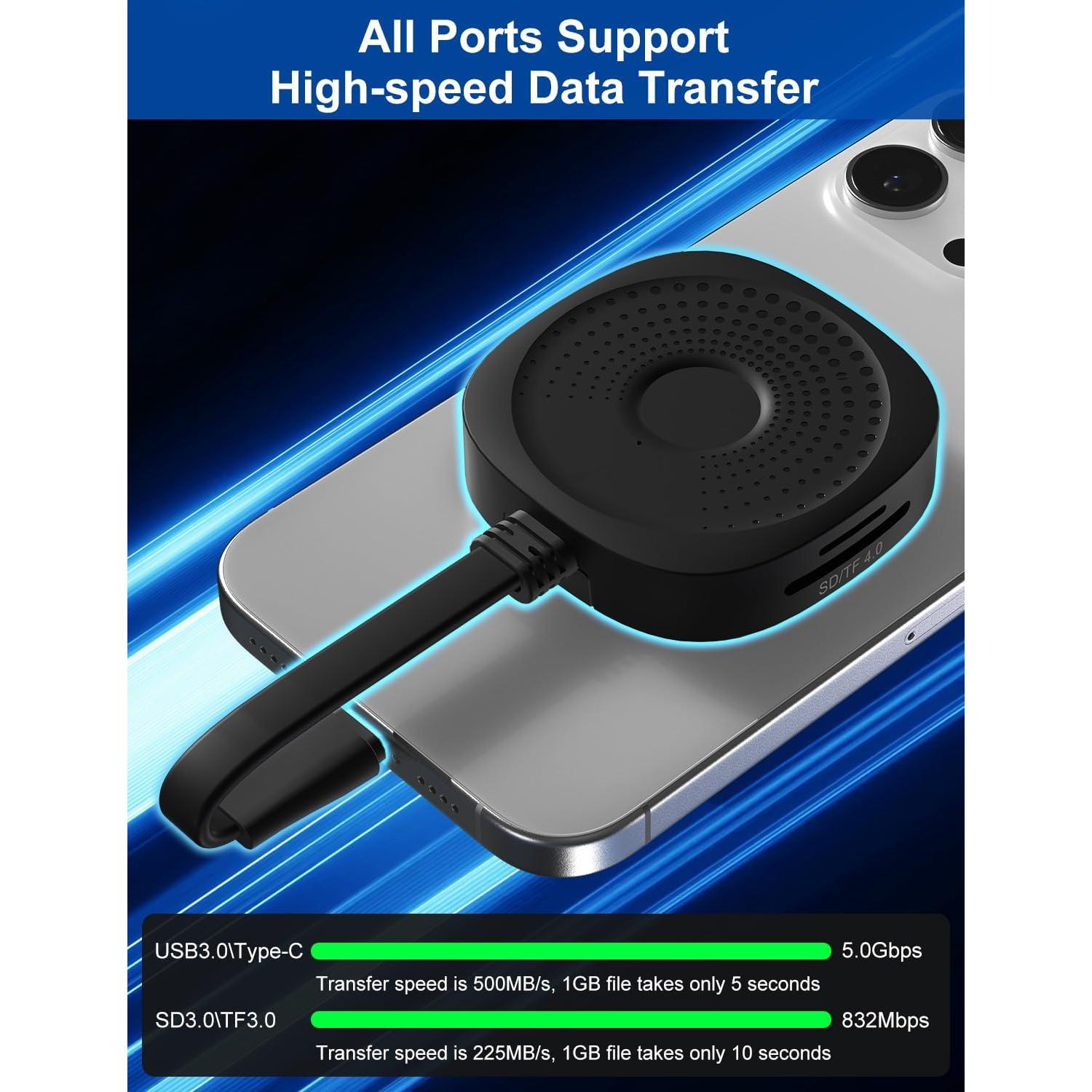 Lector de Tarjetas USB C Bawanfa Plus 4 en 1 SD MicroSD 100W