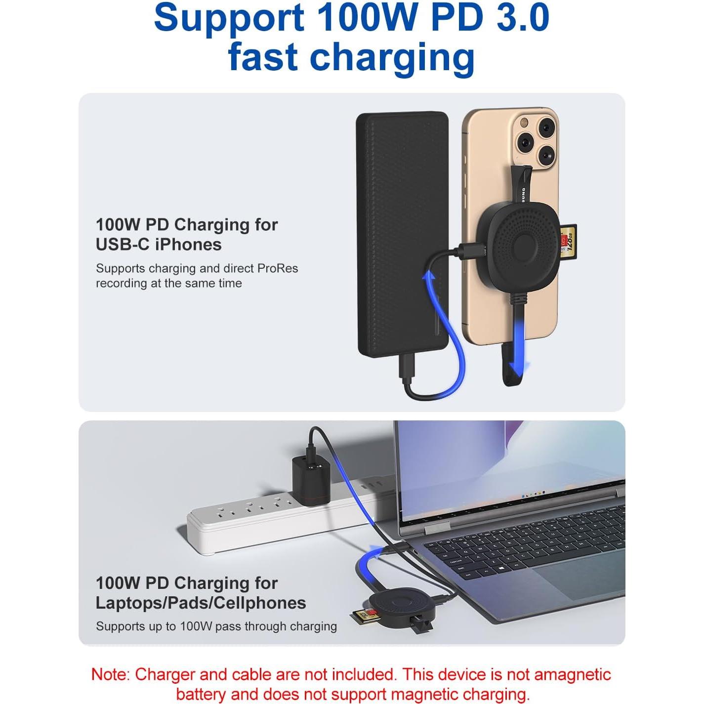 Lector de Tarjetas USB C Bawanfa Plus 4 en 1 SD MicroSD 100W