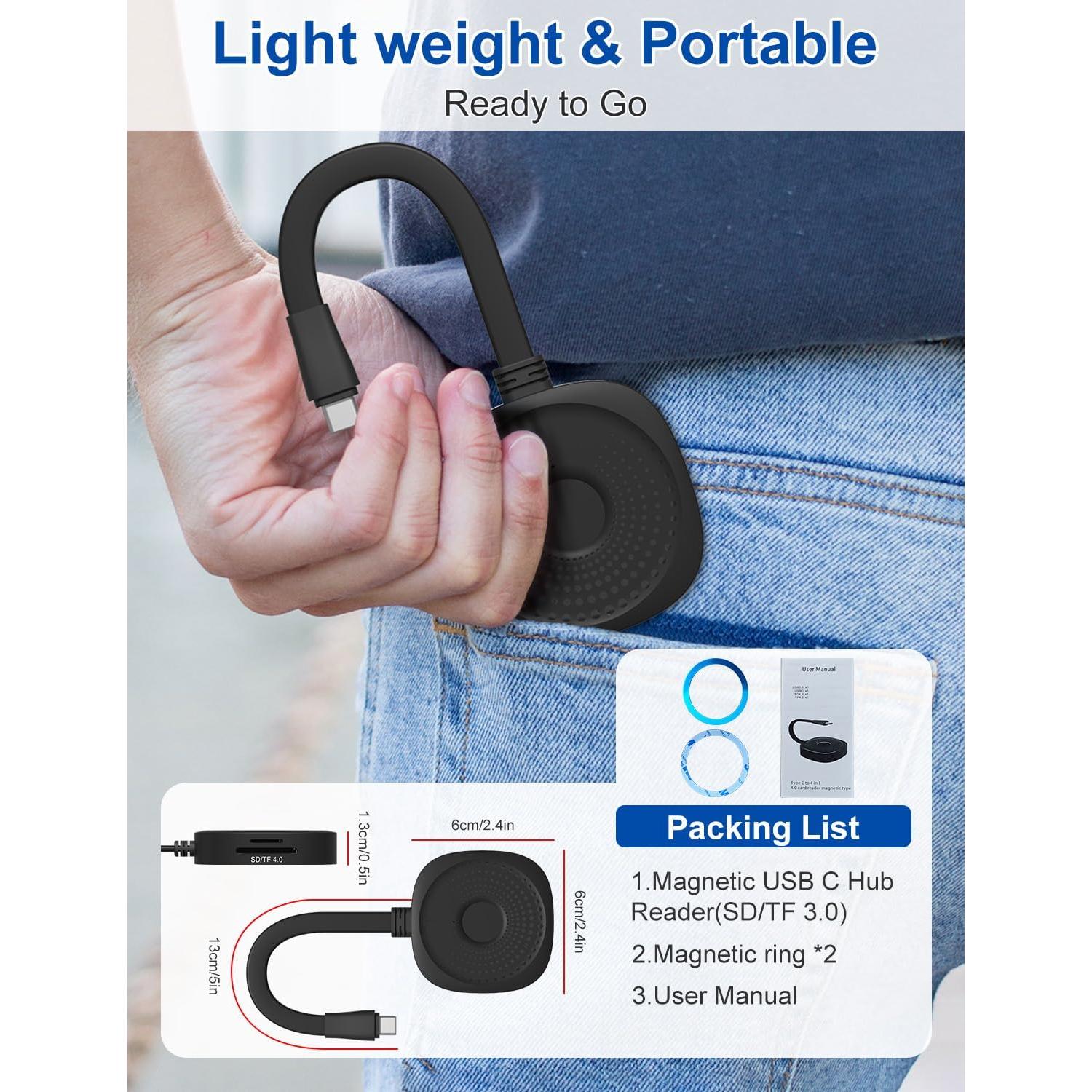 Lector de Tarjetas USB C Bawanfa Plus 4 en 1 SD MicroSD 100W