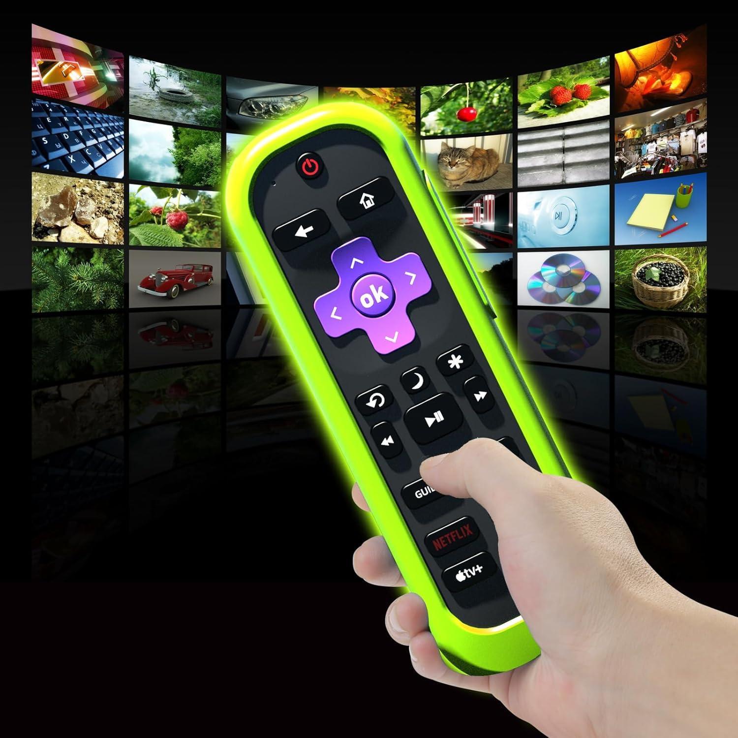 3 Fundas de Silicona para Control Remoto Roku Pro - Morado, Azul, Verde