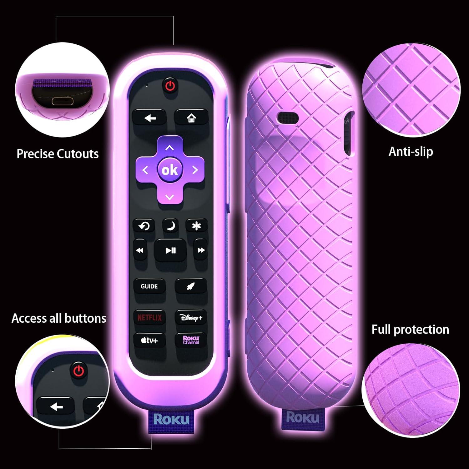 3 Fundas de Silicona para Control Remoto Roku Pro - Morado, Azul, Verde