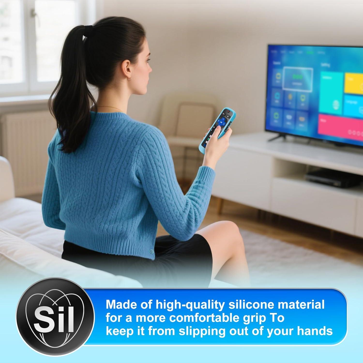 Paquete de 2 fundas de silicona para control remoto Roku - Azul y Púrpura