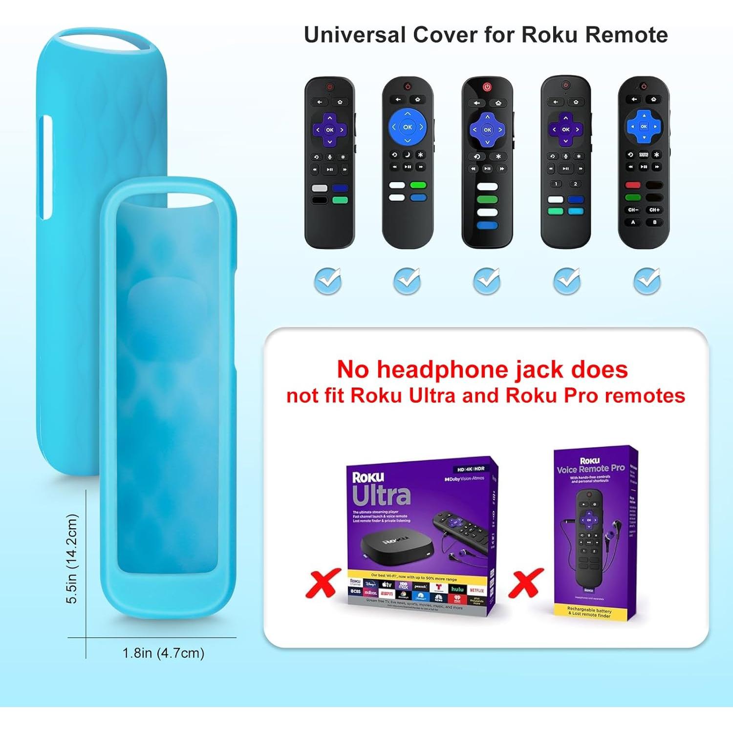 Paquete de 2 fundas de silicona para control remoto Roku - Azul y Púrpura