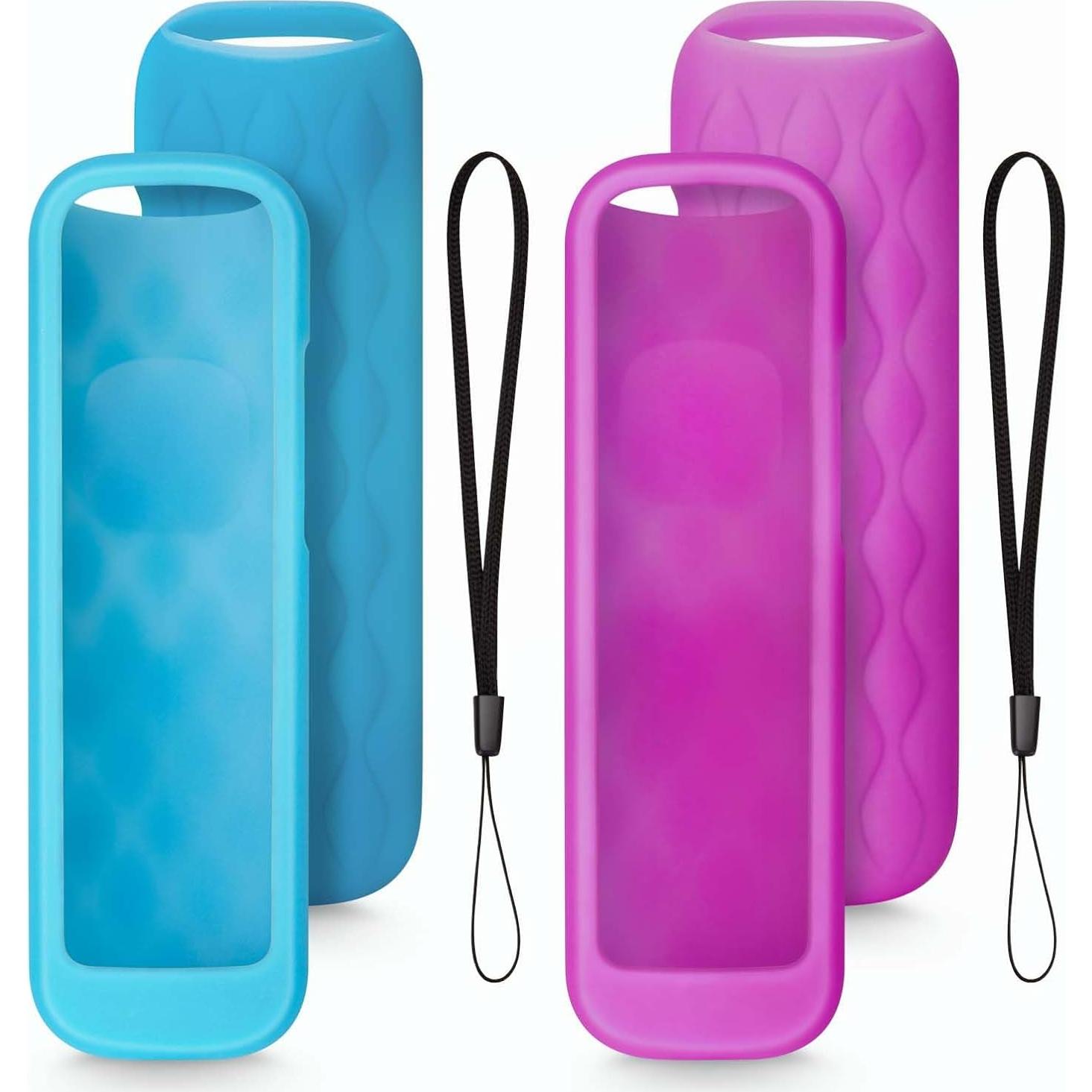 Paquete de 2 fundas de silicona para control remoto Roku - Azul y Púrpura