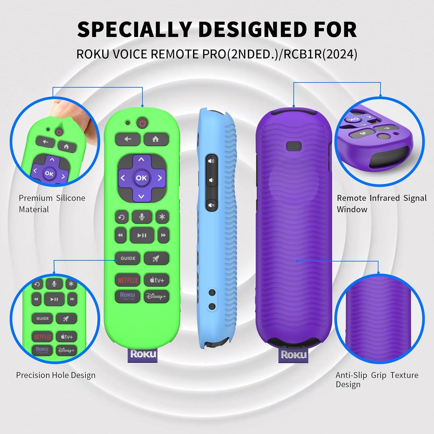 Funda de Silicona para Control Remoto Roku Voice Pro 3 Pcs