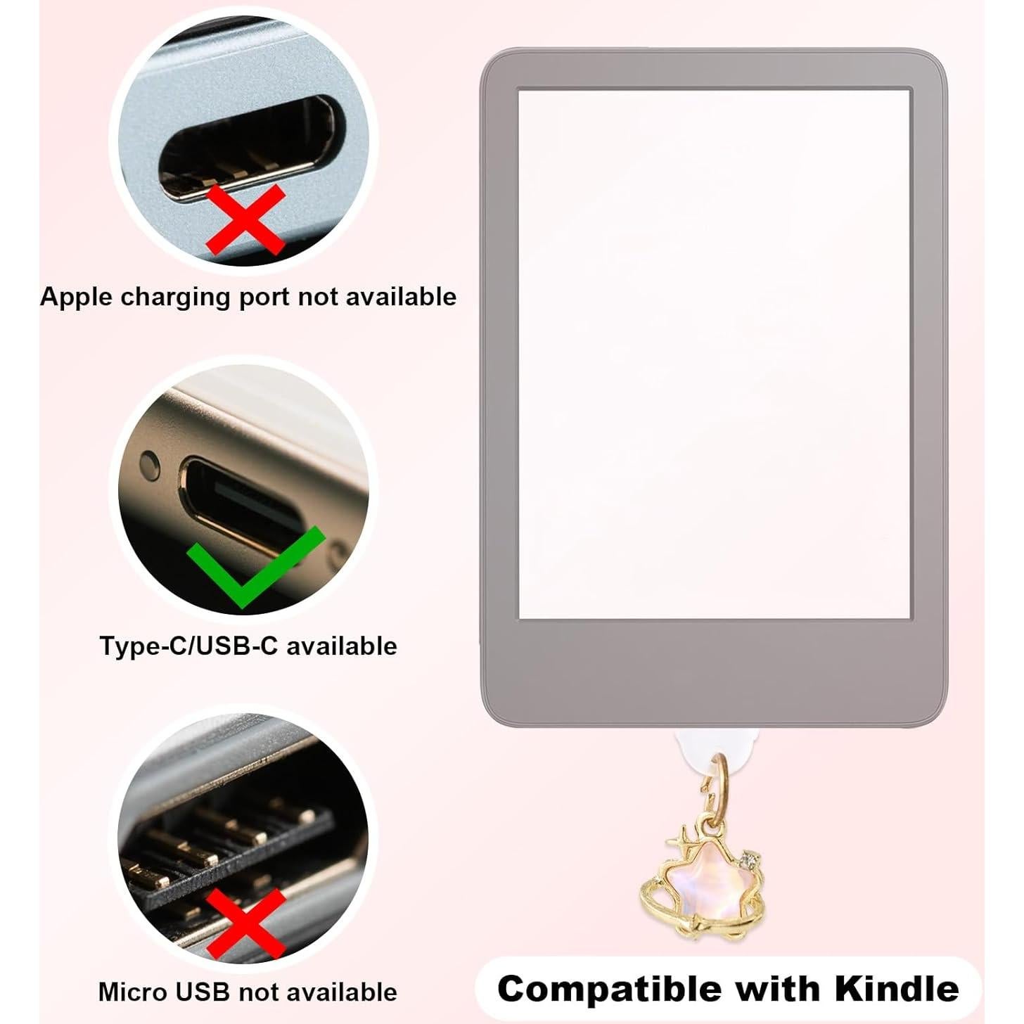 8 Tapones de Polvo Coloridos Lyreh para USB-C y Kindle