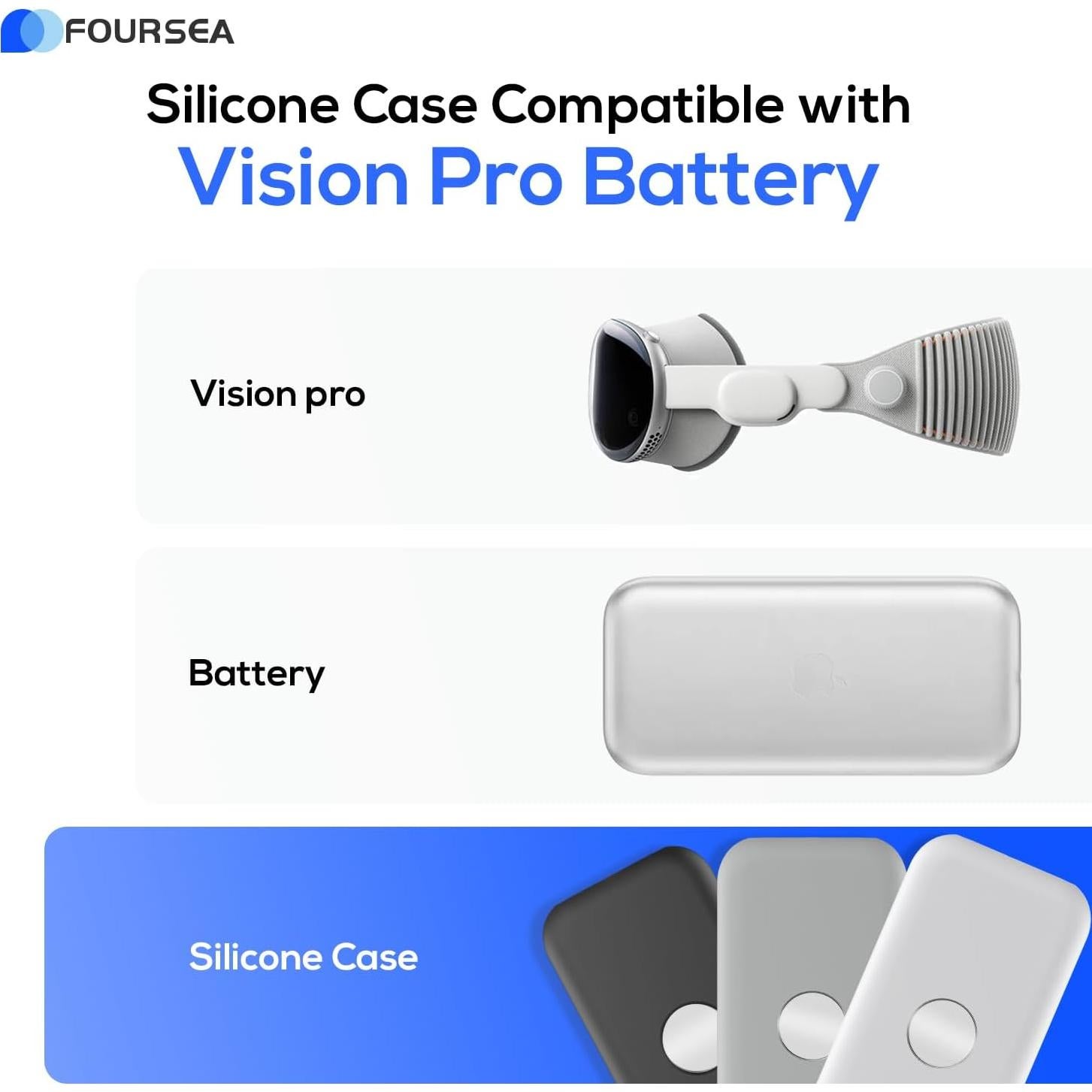 Funda de Silicona para Batería Vision Pro - Gris - Foursea