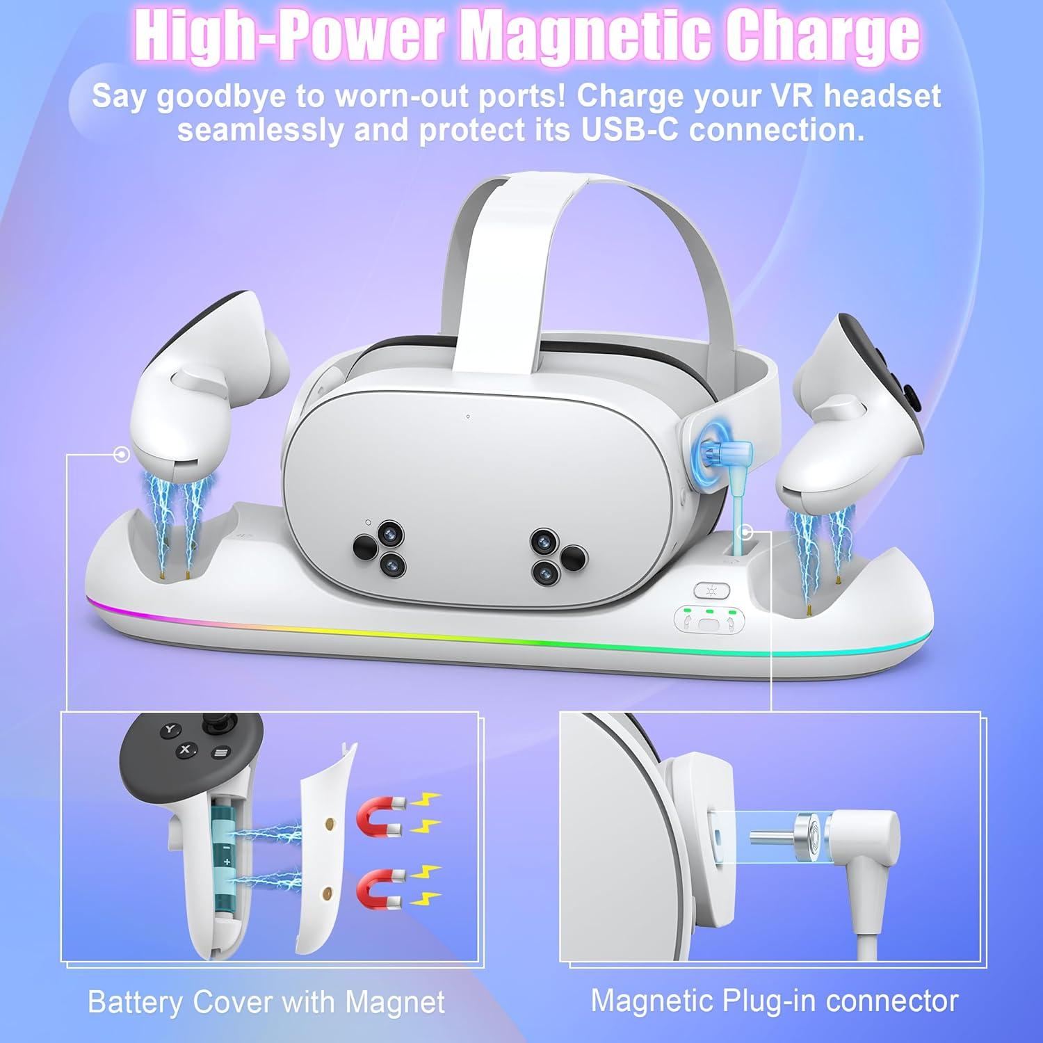 Base de Carga Magnética VZNEK Q22 para Meta Quest 3/3S/2 - 20W