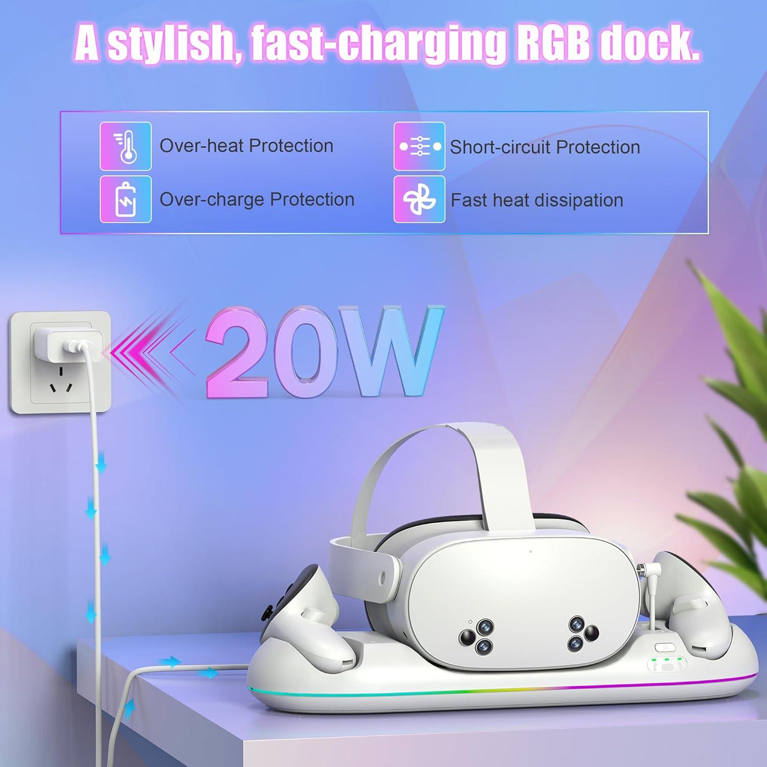 Base de Carga Magnética VZNEK Q22 para Meta Quest 3/3S/2 - 20W