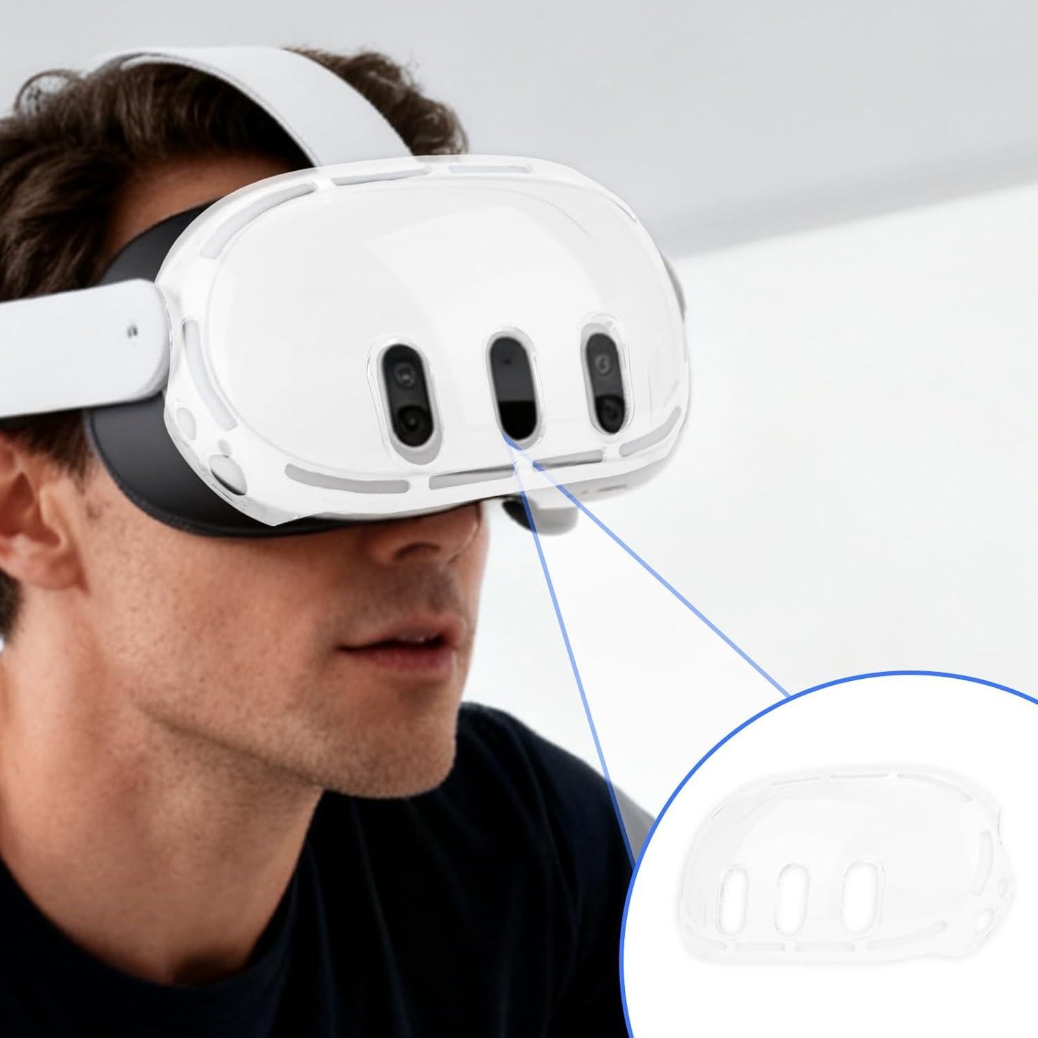 Cubierta Protectora de Lentes Fukaisu para Meta Quest 3 - ABS Transparente