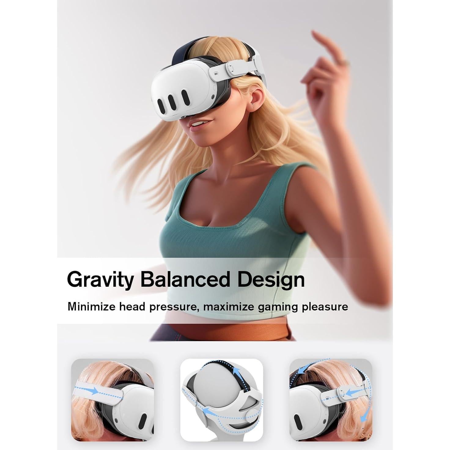 Correa Ajustable para Cabeza CNBEYOUNG Compatible con Quest 2/3