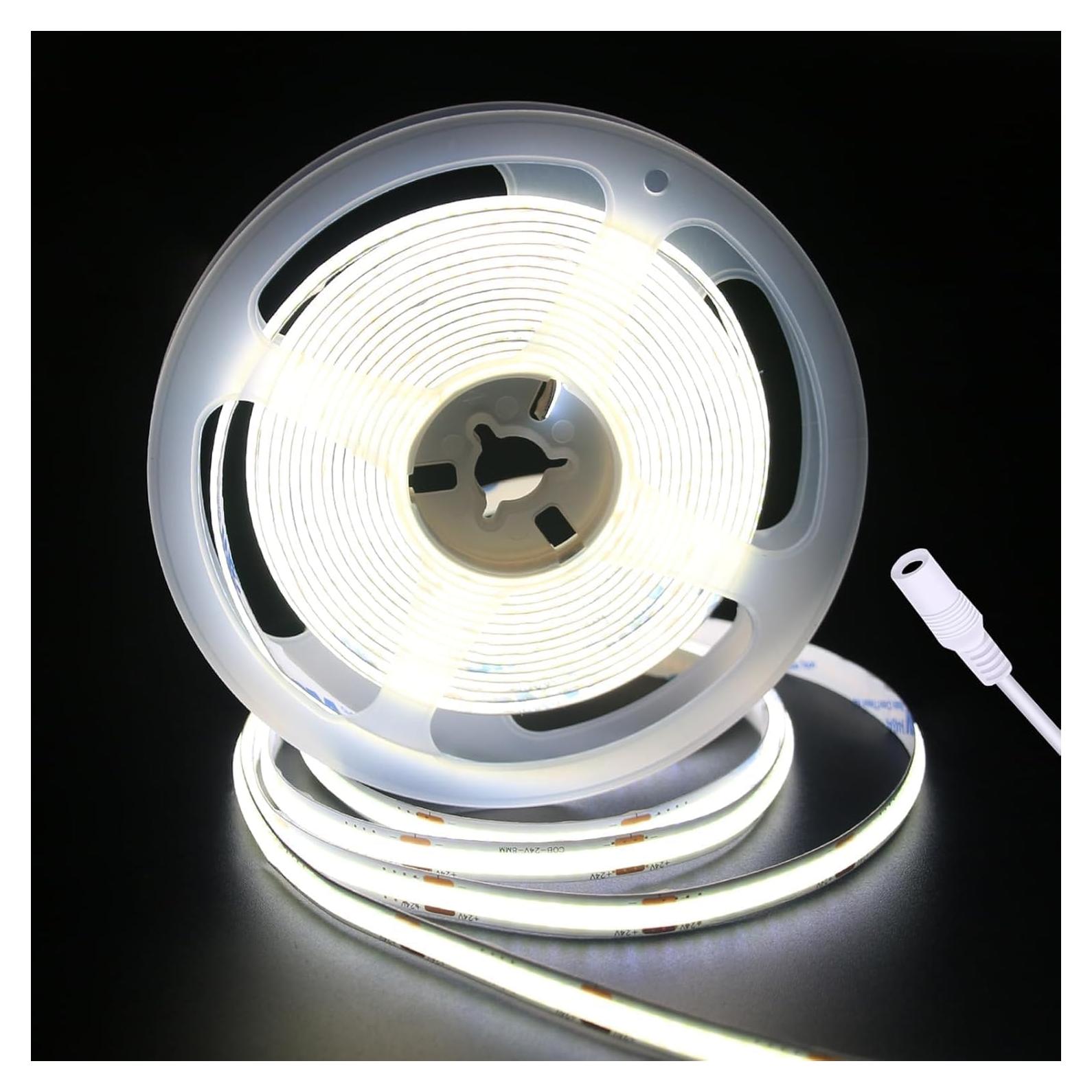 Tira LED COB 24V 5m Blanco Diurno 6000K Flexible Cortable