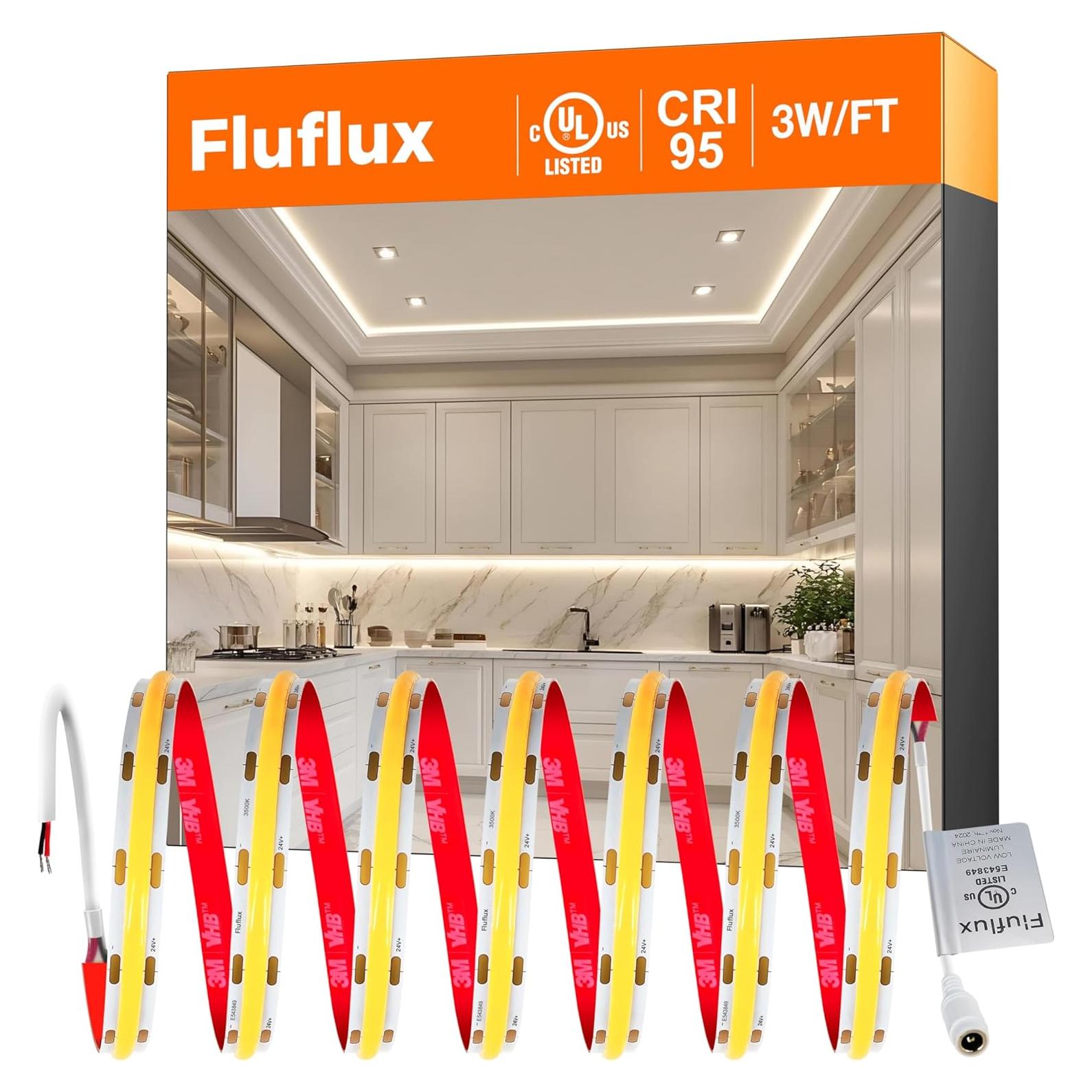 Tira LED COB 5m Fluflux Luz Blanca Neutra 3500K 24V CRI 95