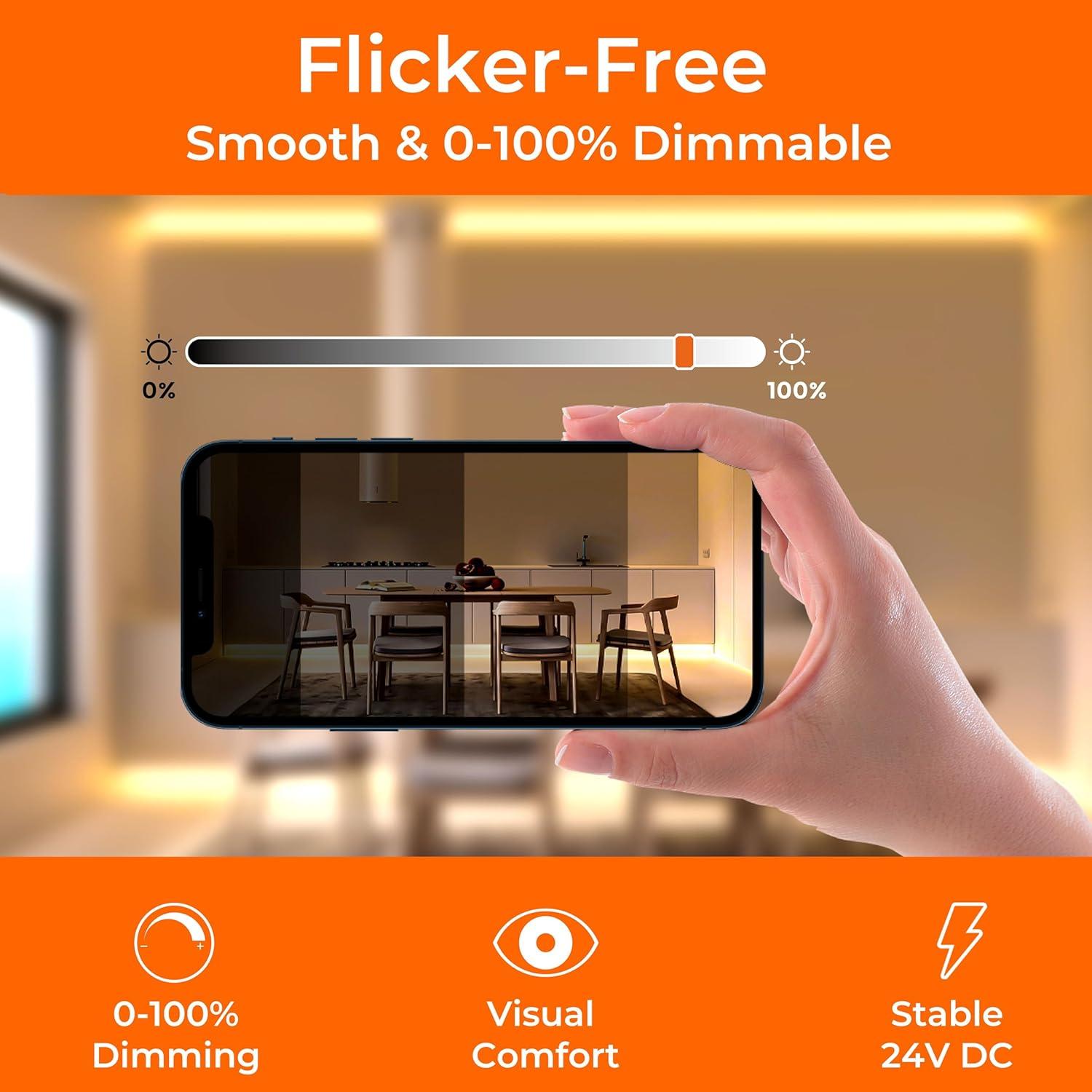 Tira LED COB 5m Fluflux Luz Blanca Neutra 3500K 24V CRI 95