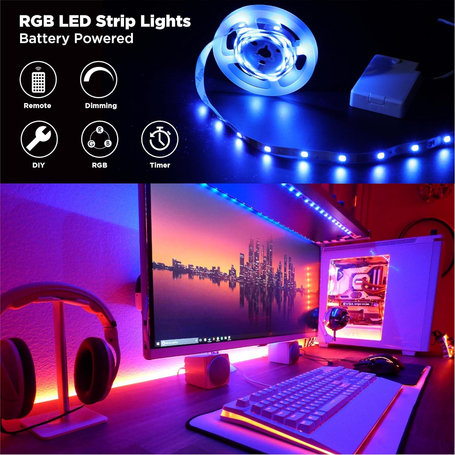 Luces de tira LED a pilas BestLuz 2m RGB con control remoto