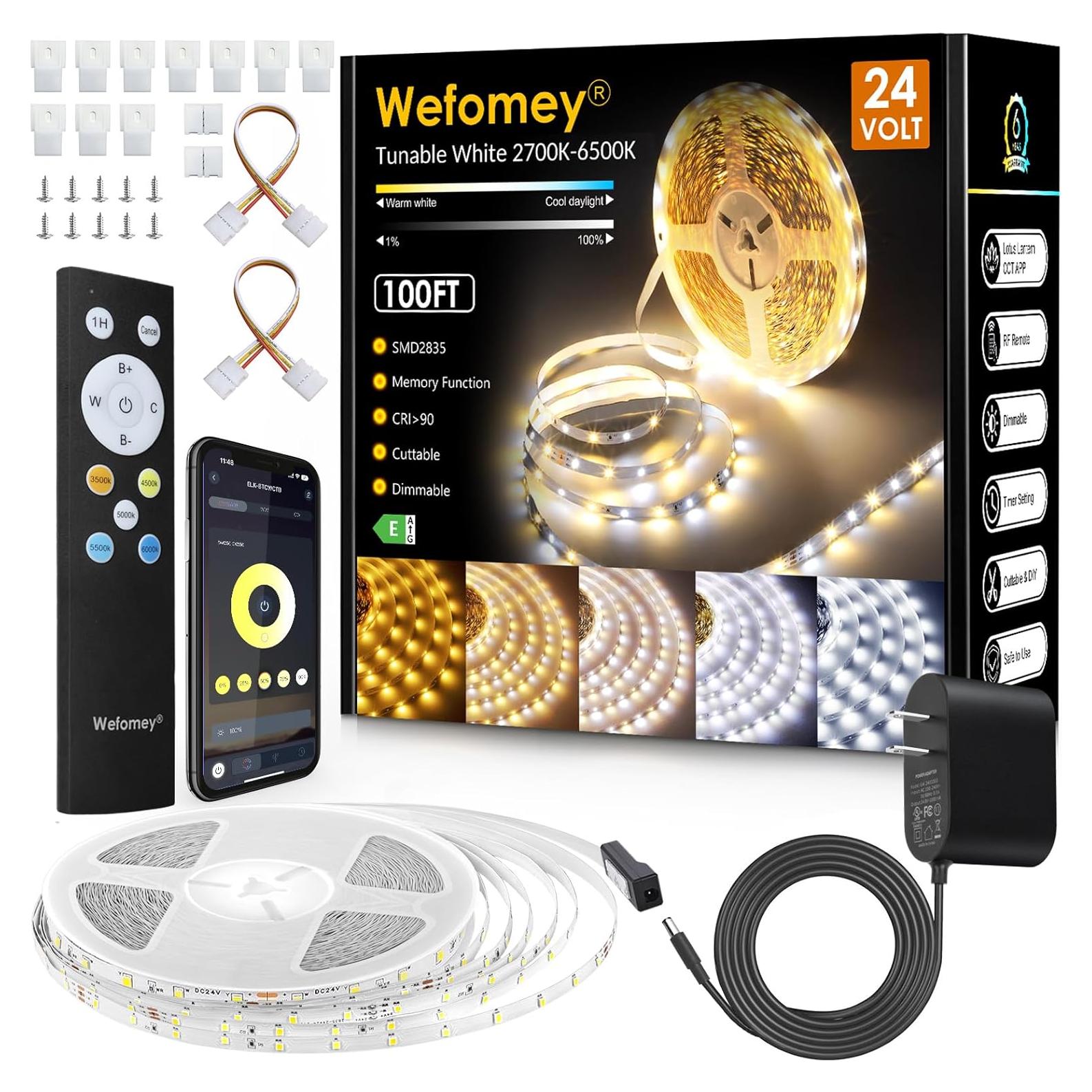 Tira LED 30m Wefomey 2700K-6500K Regulable con Control Remoto