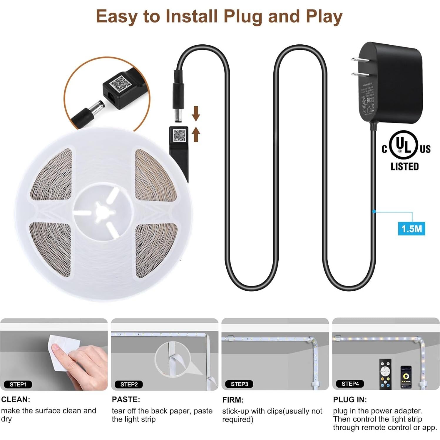 Tira LED 30m Wefomey 2700K-6500K Regulable con Control Remoto