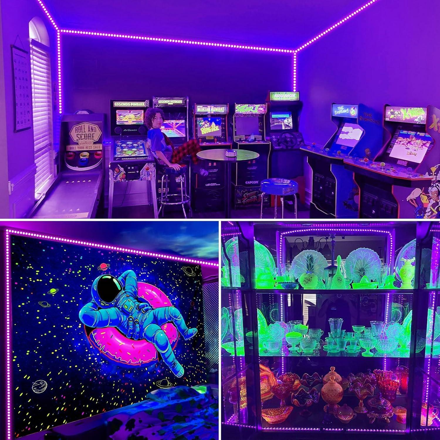 Tira de luces negras 24m THECHAM con control remoto 1440 LEDs