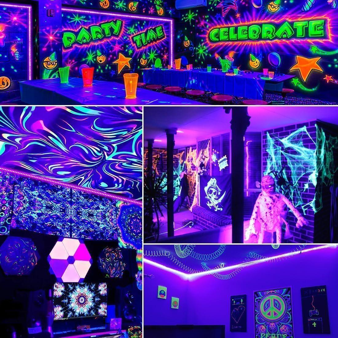 Tira de luces negras 24m THECHAM con control remoto 1440 LEDs