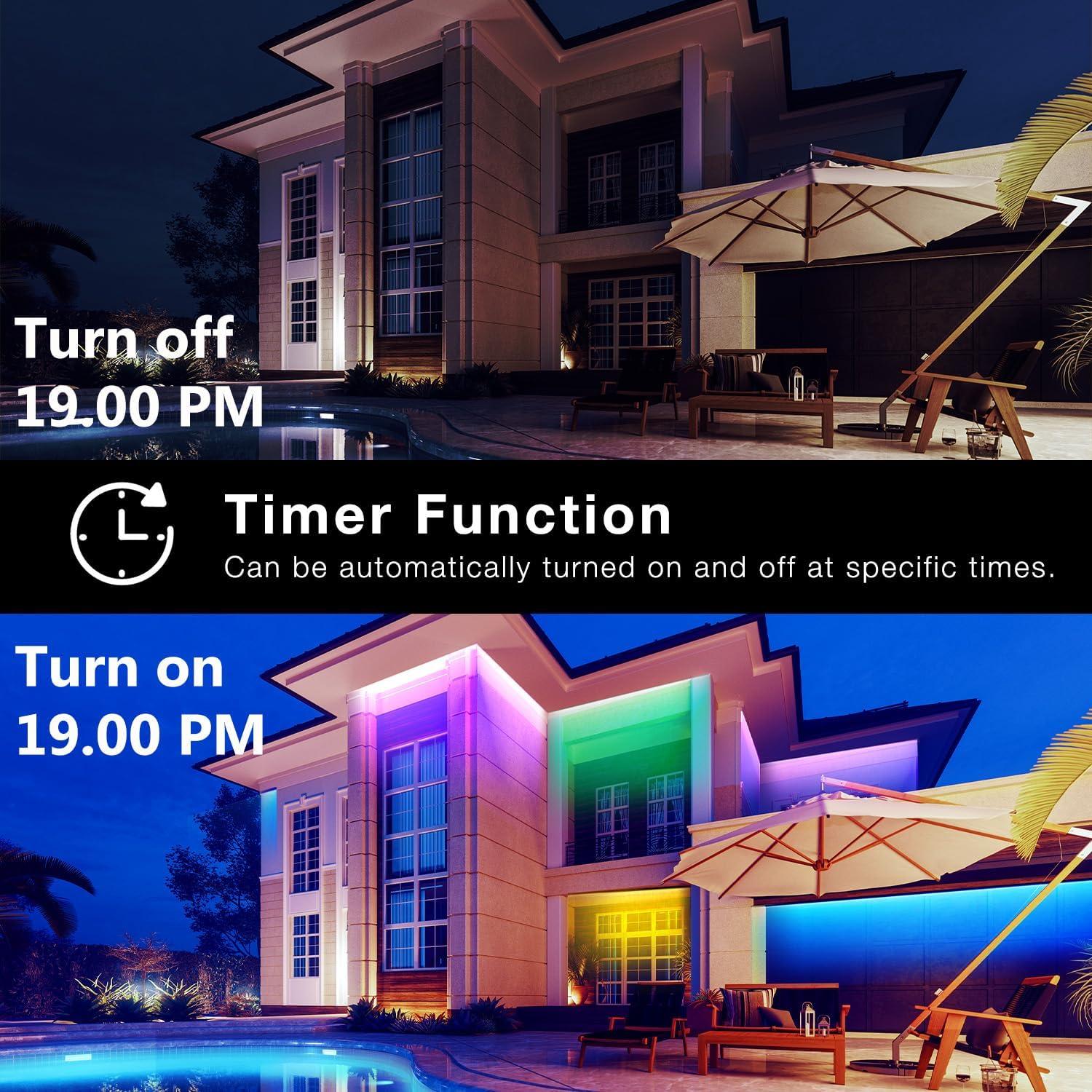 Luces LED de Tira Exterior DAYBETTER 30.48m IP67 Control Remoto