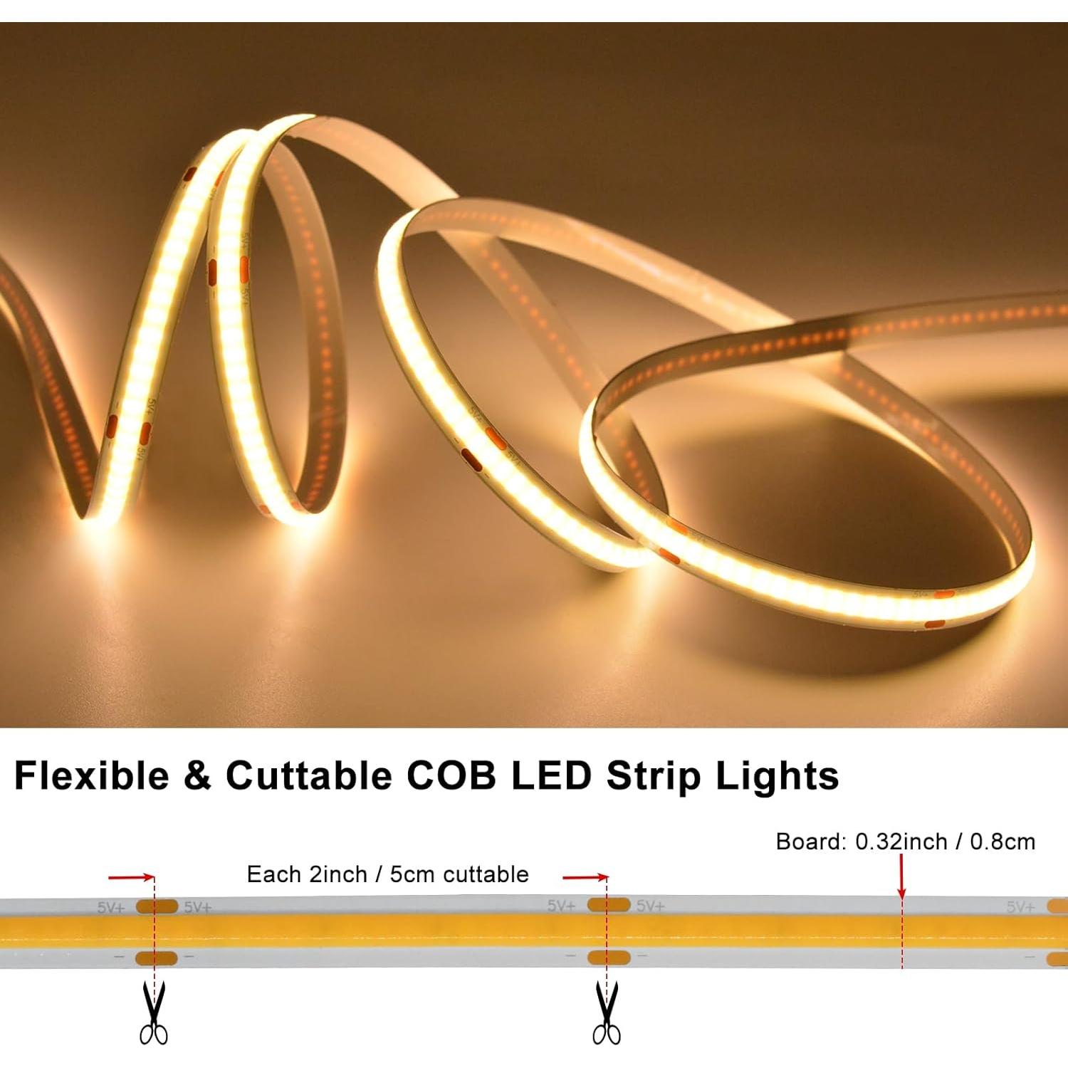 Tira de luces LED COB LumBelle 2m 640 LEDs regulable blanca cálida