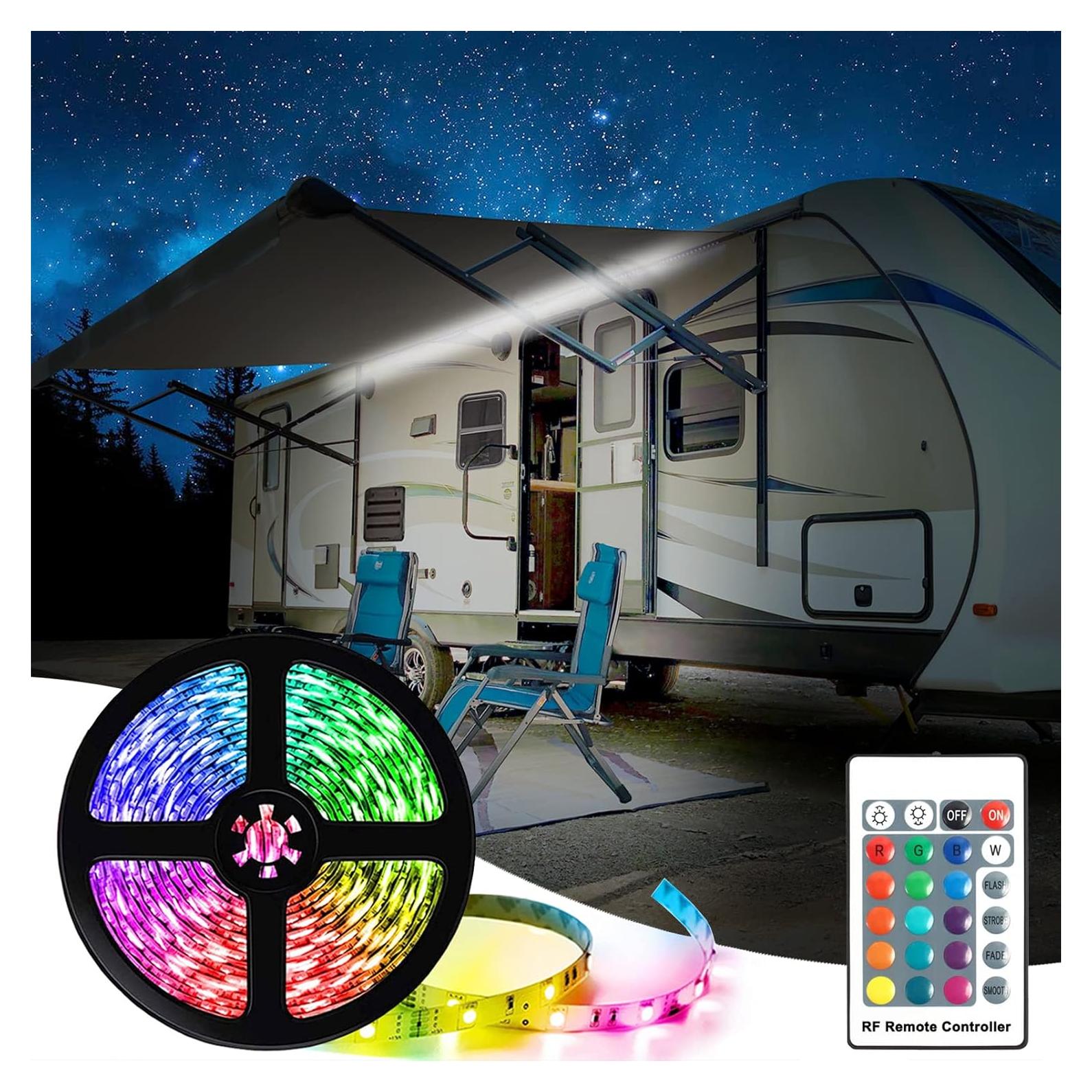 Luces LED de Toldo RV EXCELFU 20FT 12V RGB Impermeables