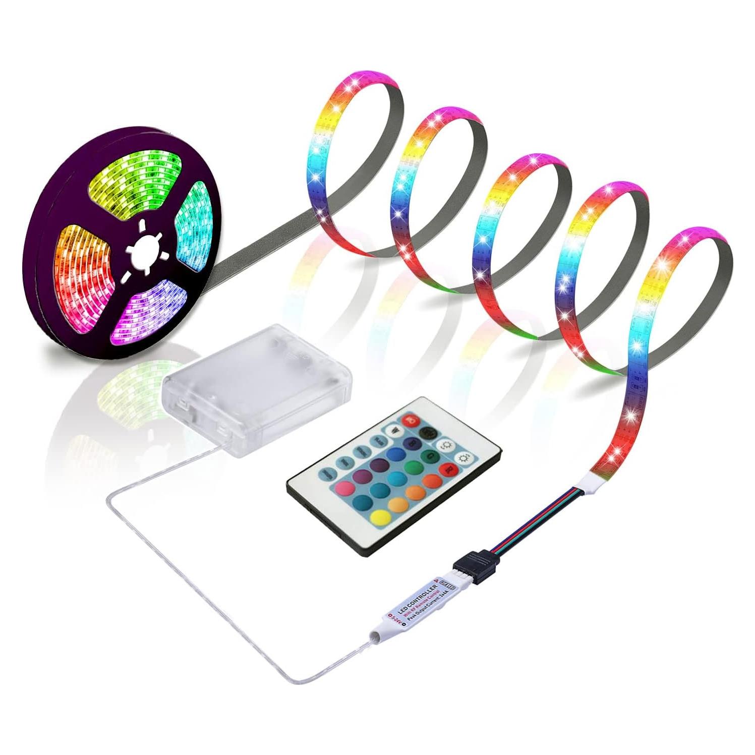 Luces de tira LED a batería GOIEHIR 2m con control remoto 24 teclas