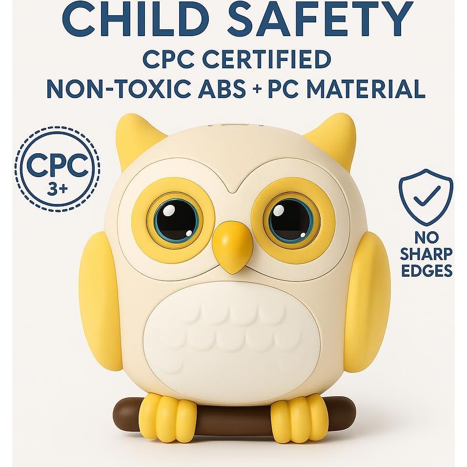 Luz Nocturna 3D Hooty Búho LED Recargable Amarillo