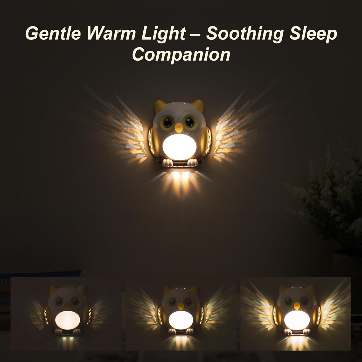 Luz Nocturna 3D Hooty Búho LED Recargable Amarillo