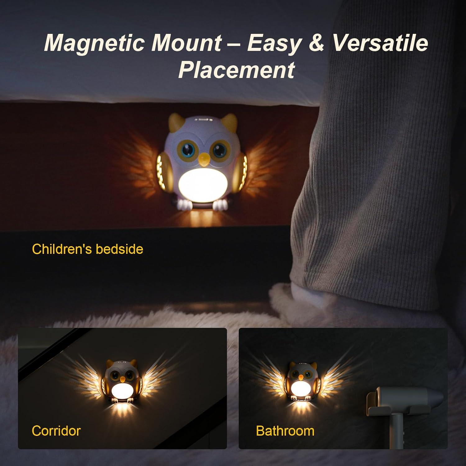 Luz Nocturna 3D Hooty Búho LED Recargable Amarillo